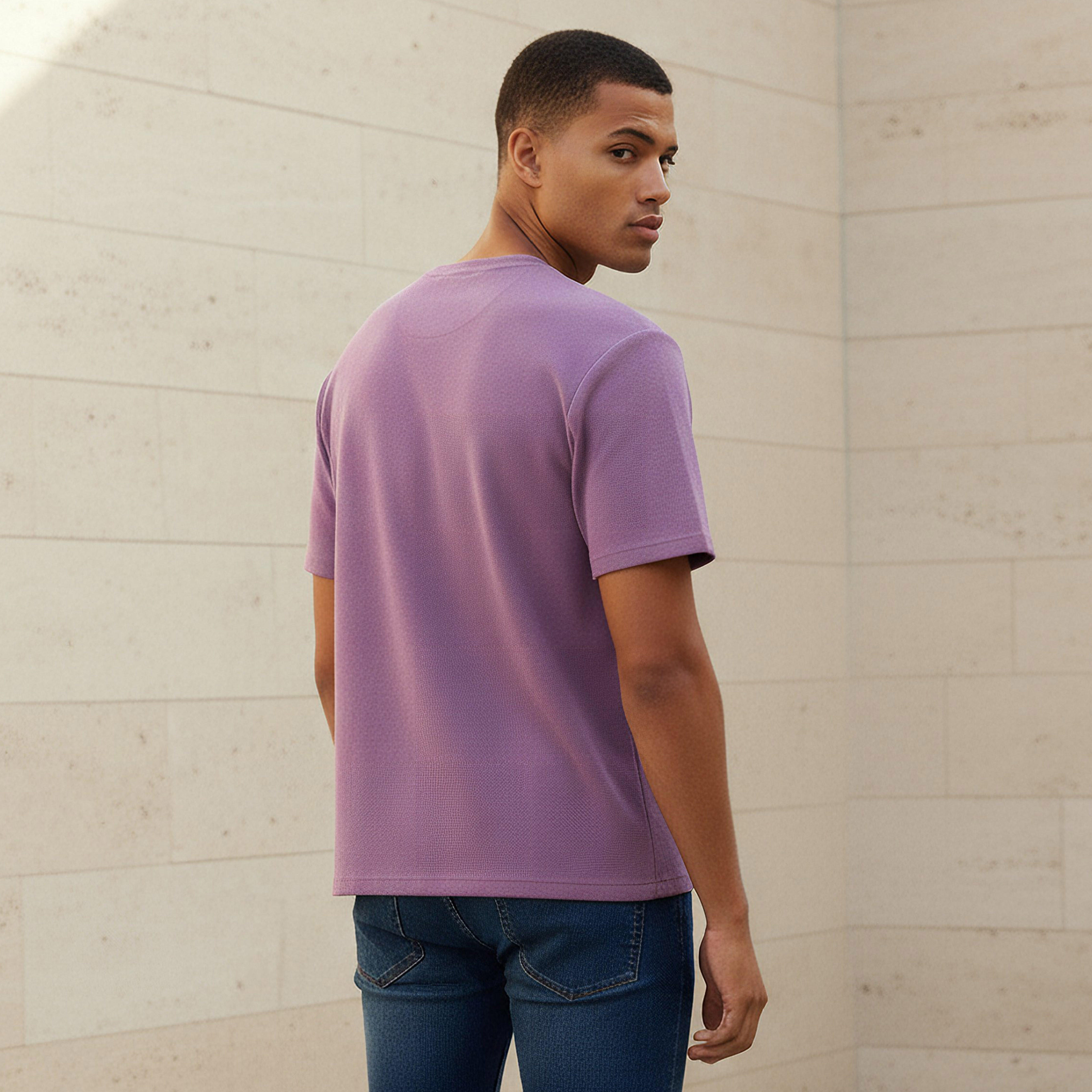 Men Relaxed Fit Crew Neck Short Sleeves Textured T-shirt-men-clothing-tshirtsandpolos-tshirts-image-3