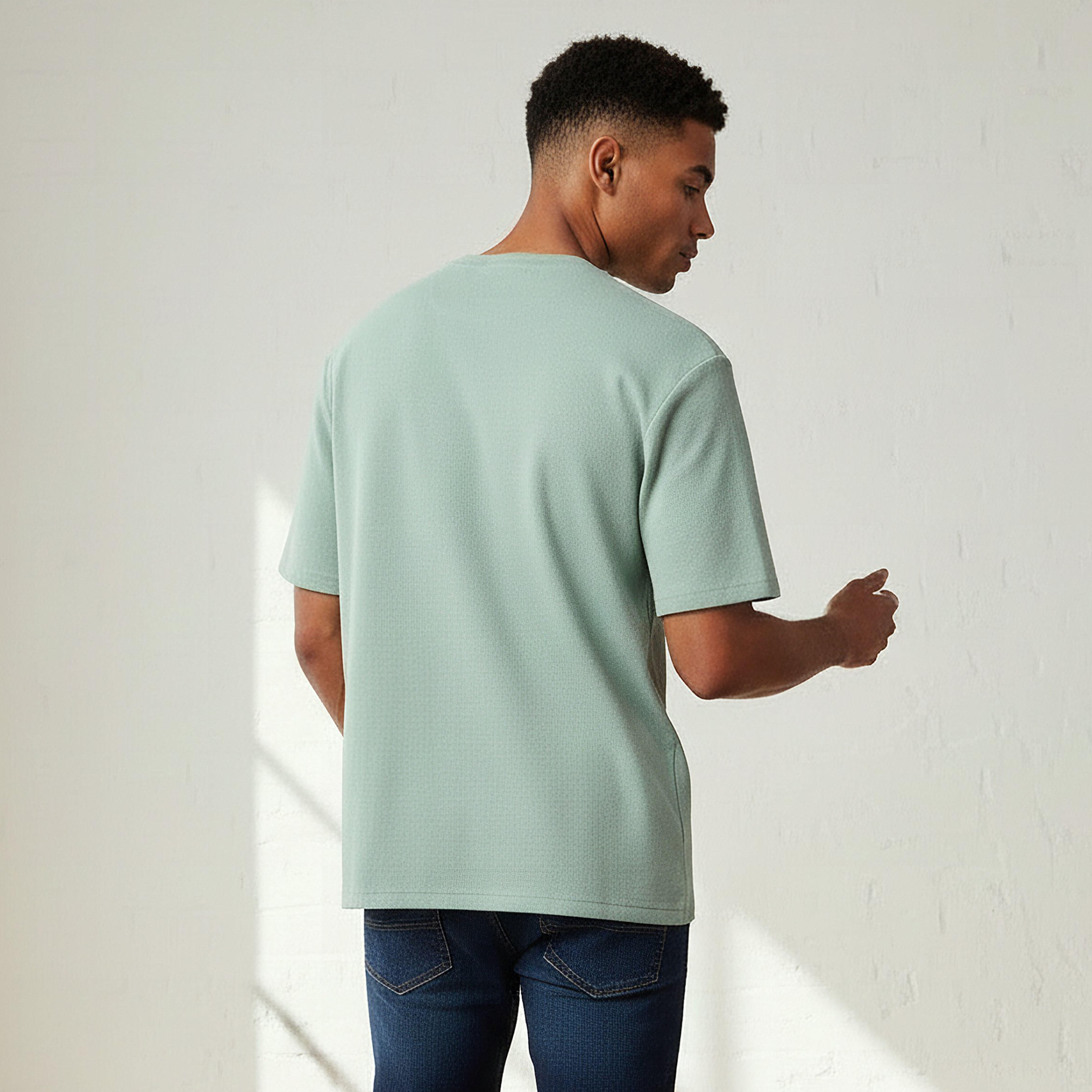 Men Relaxed Fit Crew Neck Short Sleeves Textured T-shirt-men-clothing-tshirtsandpolos-tshirts-image-3