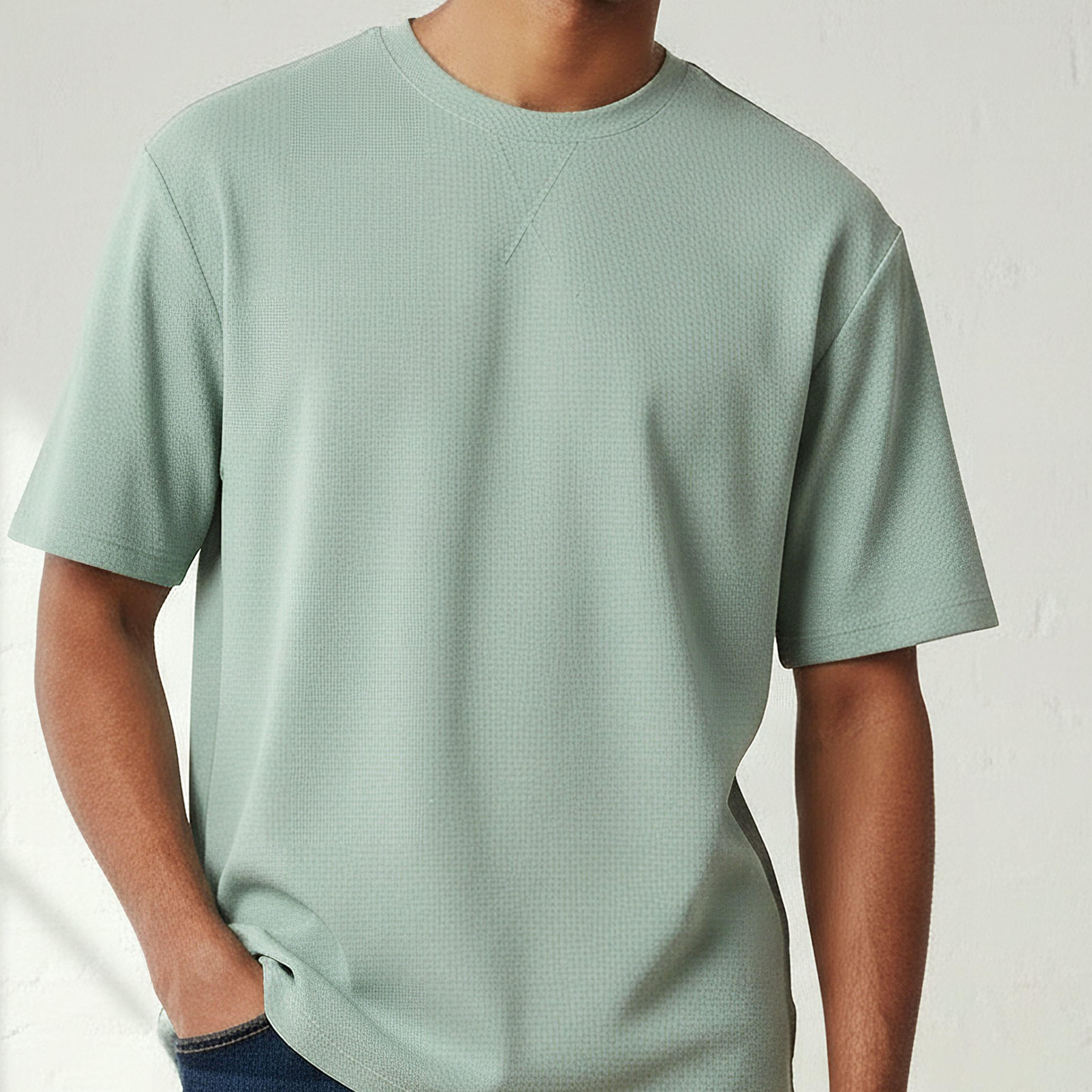 Men Relaxed Fit Crew Neck Short Sleeves Textured T-shirt-men-clothing-tshirtsandpolos-tshirts-image-4