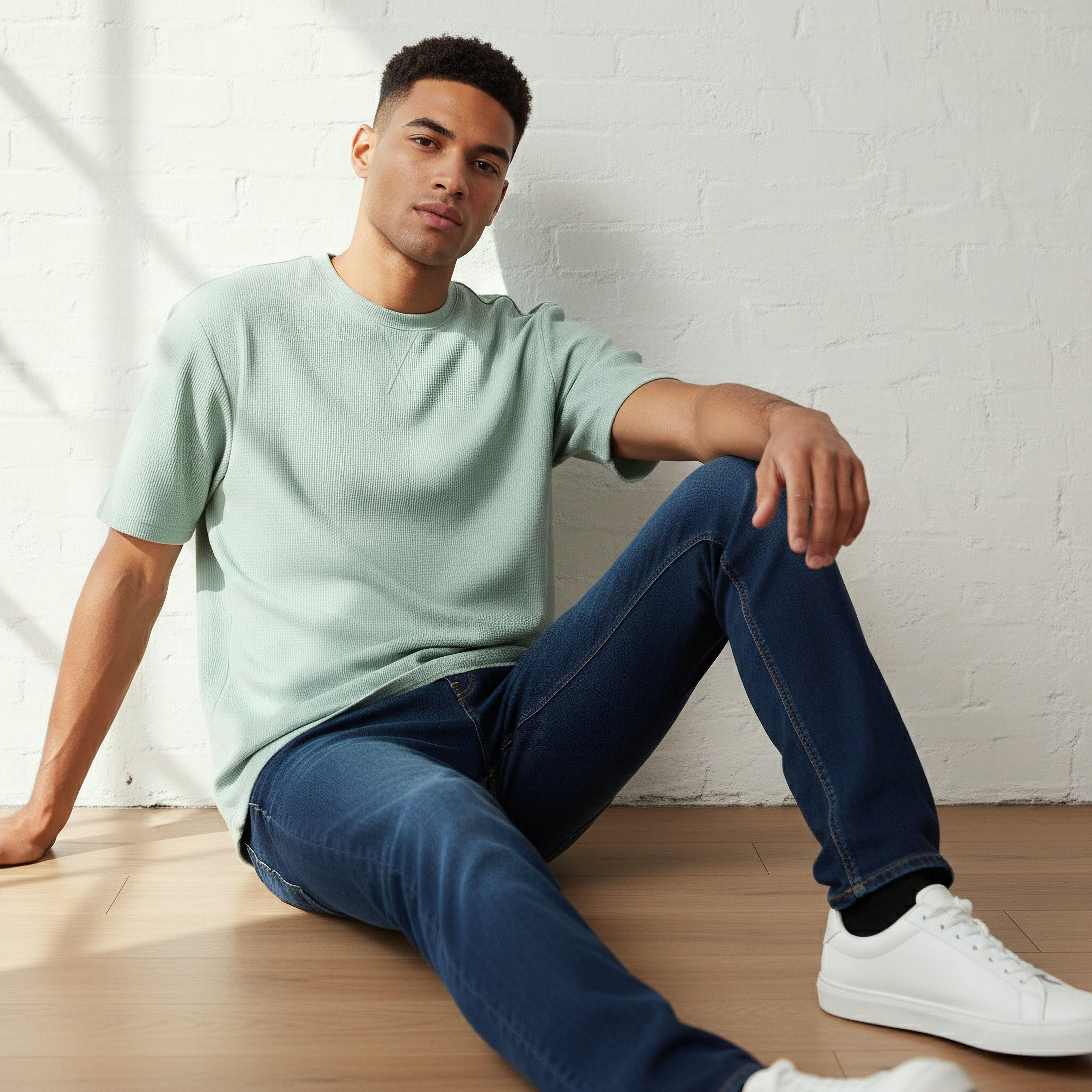 Men Relaxed Fit Crew Neck Short Sleeves Textured T-shirt-men-clothing-tshirtsandpolos-tshirts-image-5
