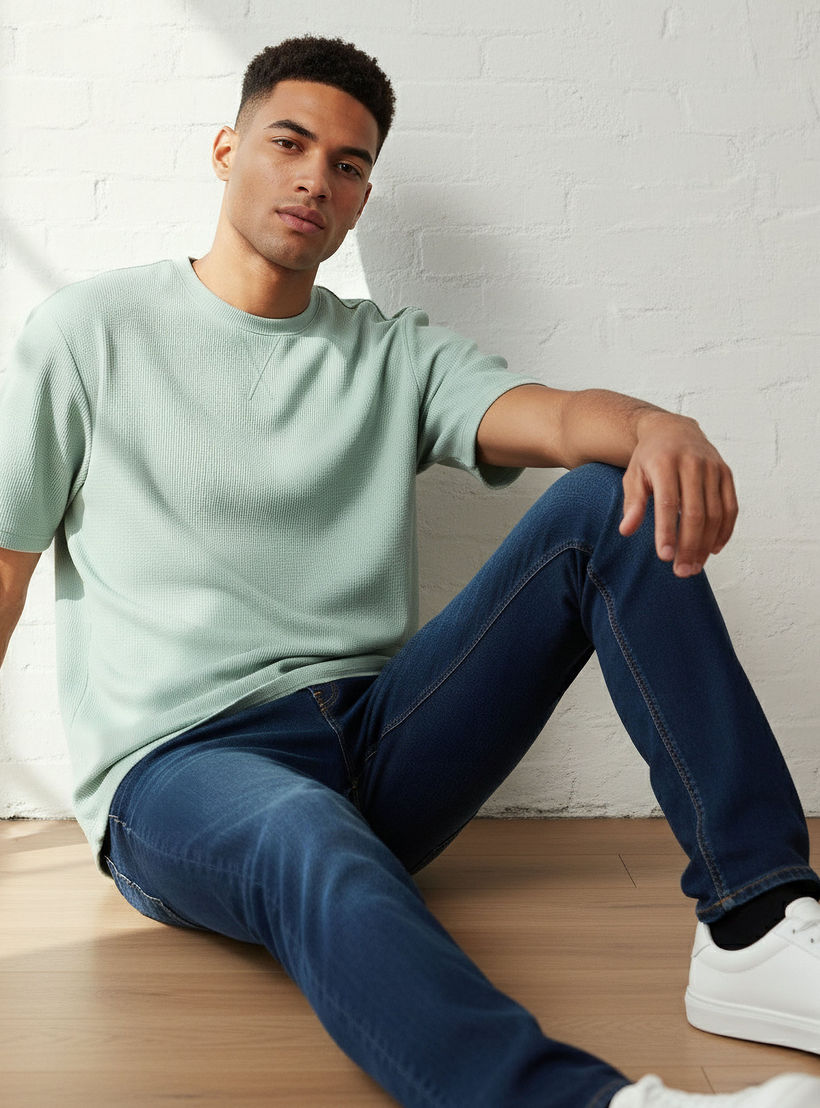 Men Relaxed Fit Crew Neck Short Sleeves Textured T-shirt-men-clothing-tshirtsandpolos-tshirts-image-5