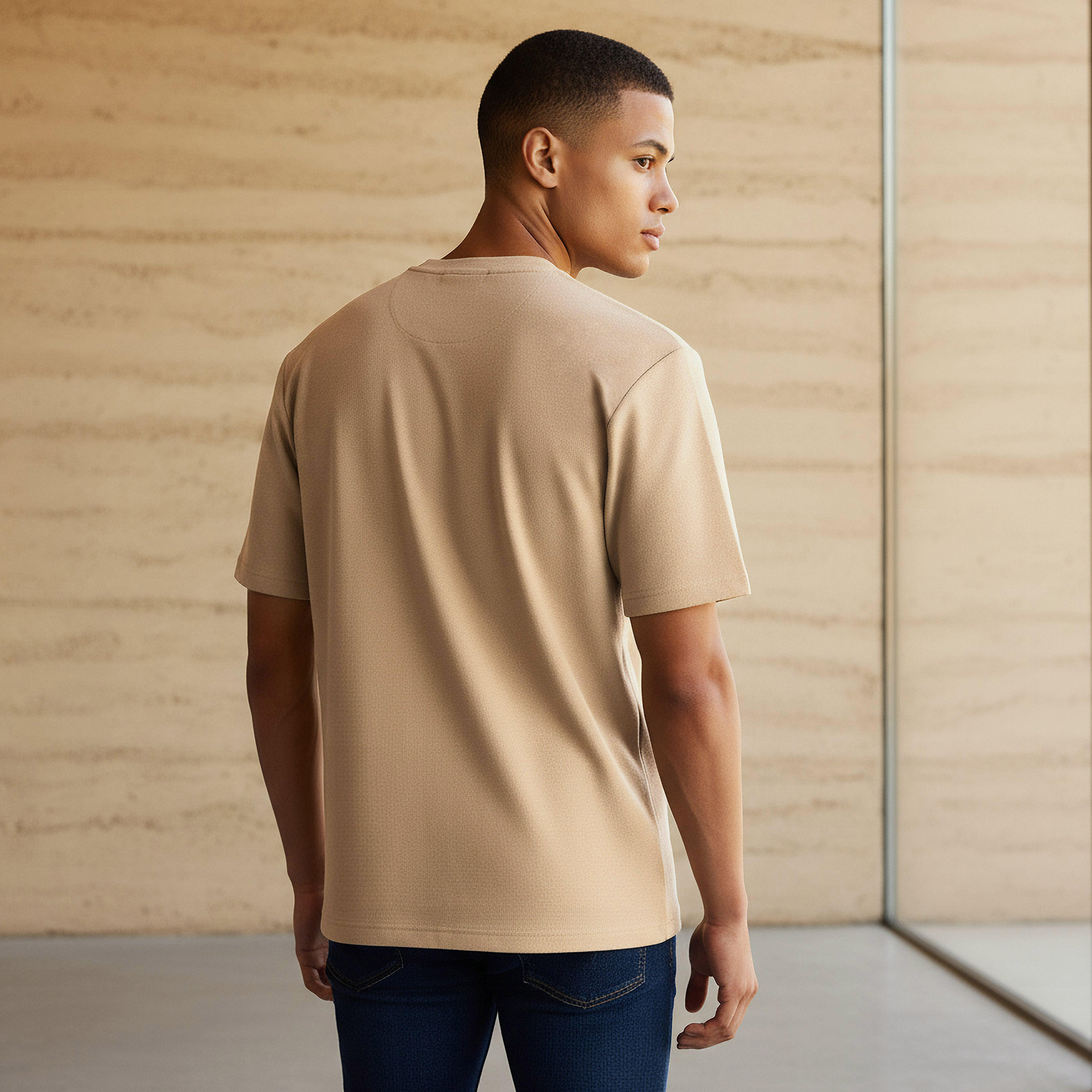 تيشيرت رجالي بارز الملمس بقصة مريحة وياقة ضيقة وأكمام قصيرة-men-clothing-tshirtsandpolos-tshirts-image-3