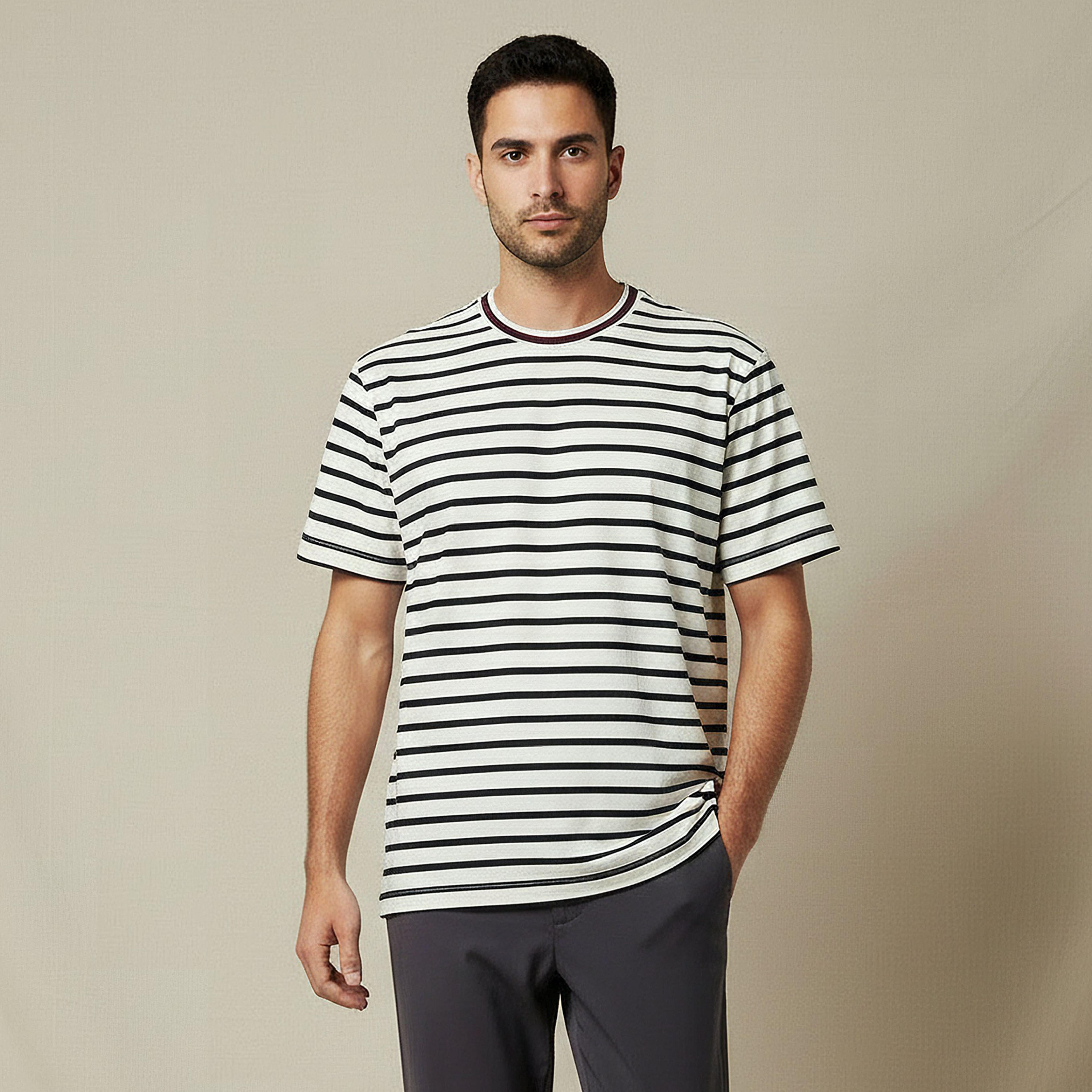 Men Regular Fit Crew Neck Short Sleeves Striped T-shirt-men-clothing-tshirtsandpolos-tshirts-image-1