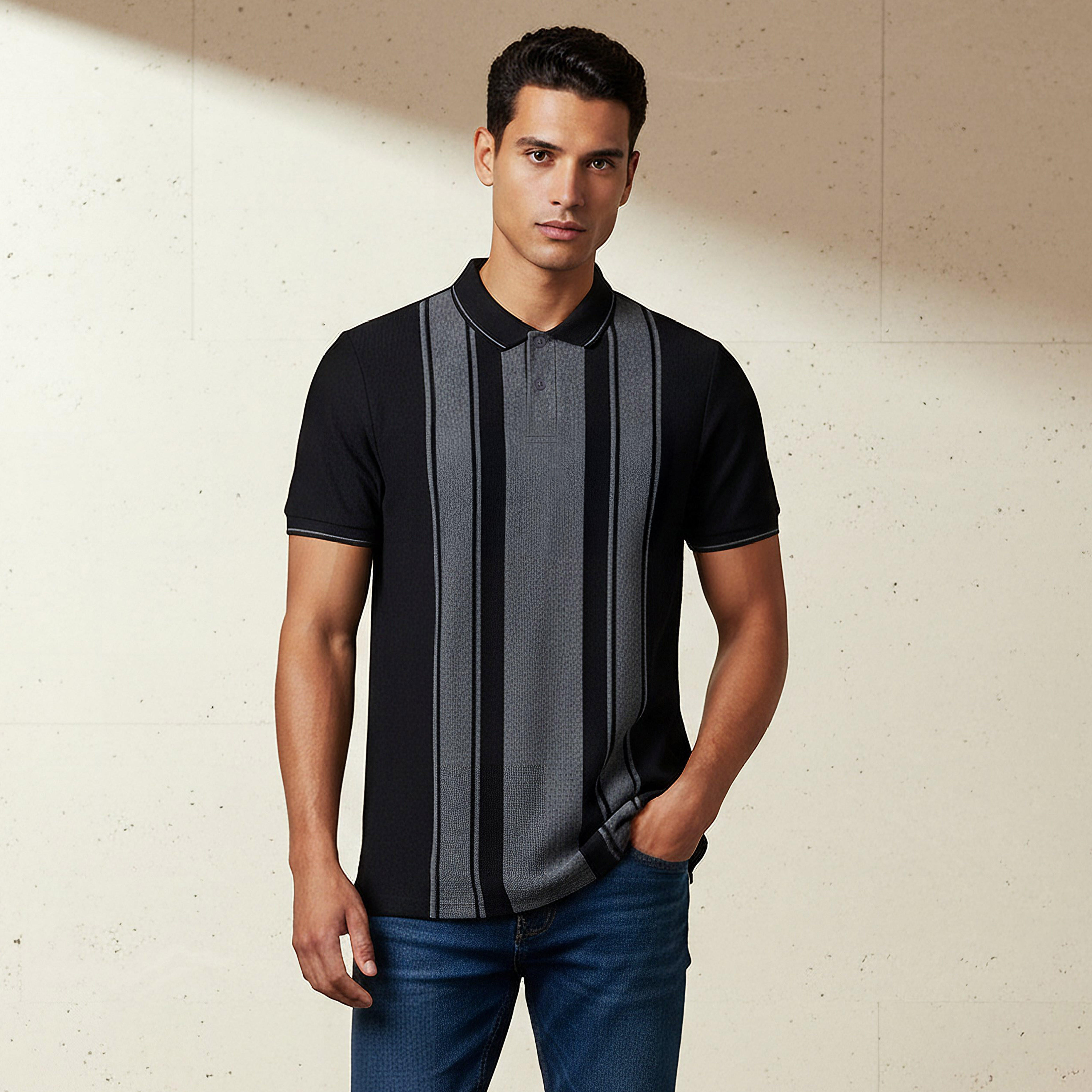 Men Short Sleeves Striped Polo T-shirt-men-clothing-tshirtsandpolos-polos-image-1