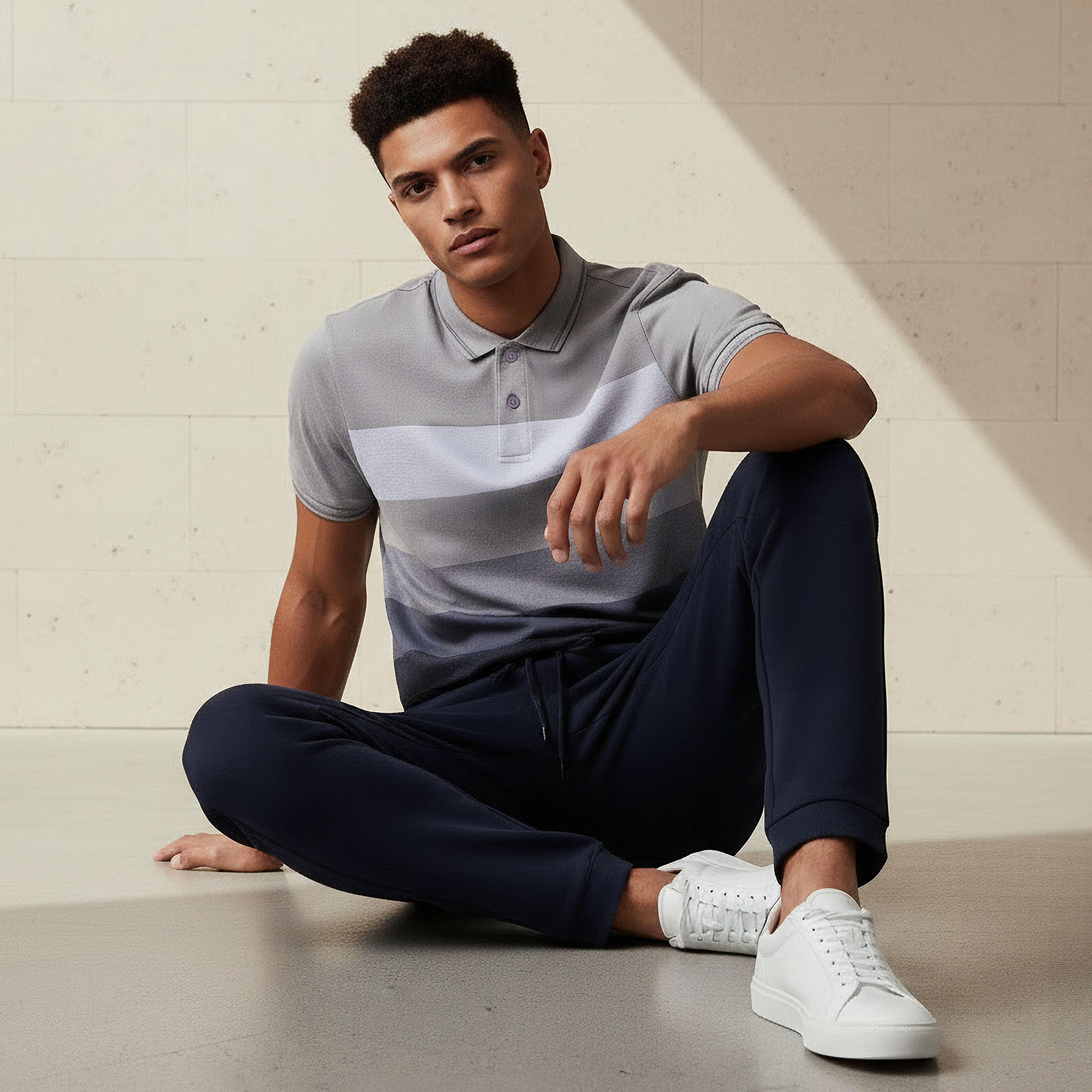 تيشيرت بولو بتفاصيل بيكيه وأكمام قصيرة للرجال-men-clothing-tshirtsandpolos-polos-image-3