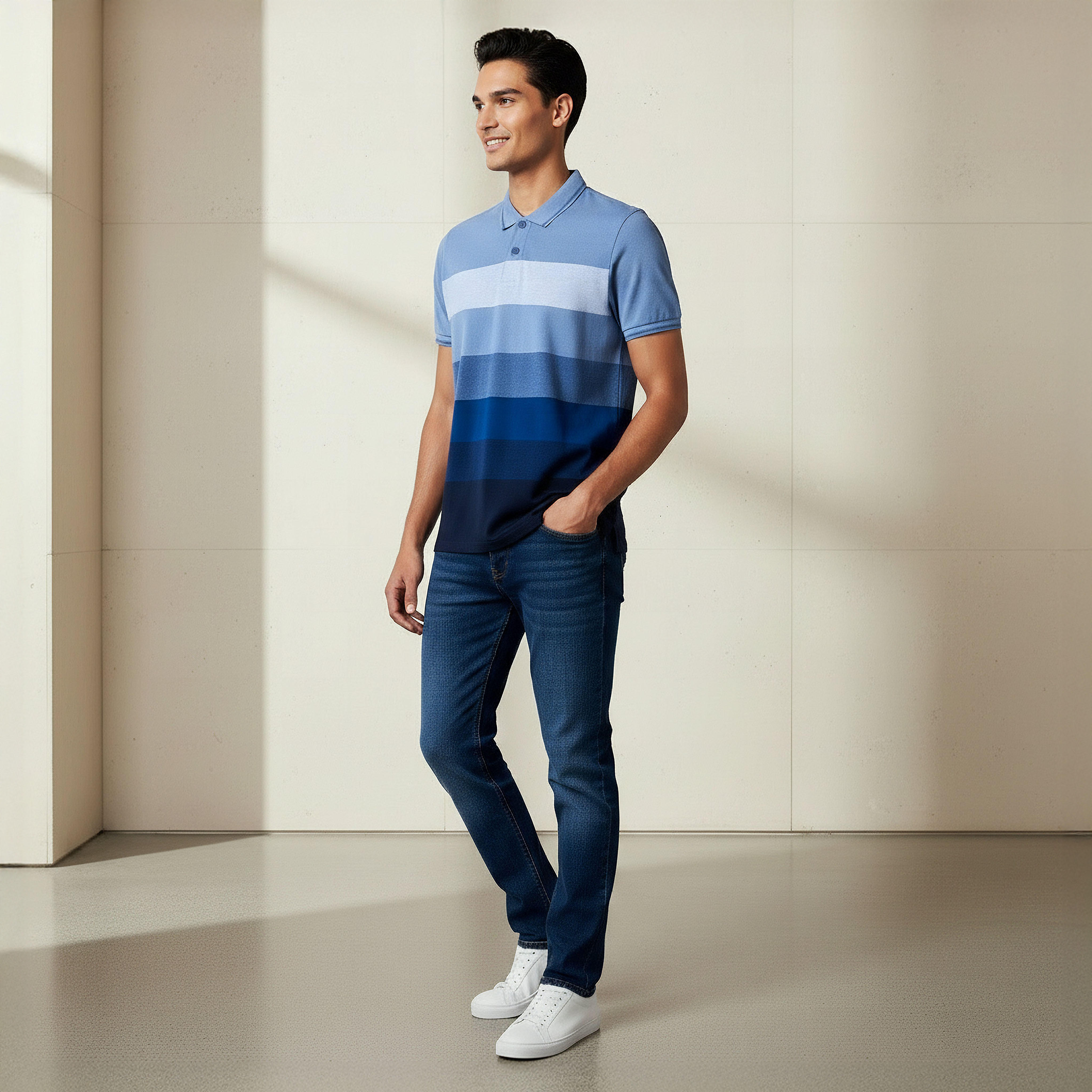 Men Short Sleeves Striped Pique Detail Polo T-shirt-men-clothing-tshirtsandpolos-polos-image-3
