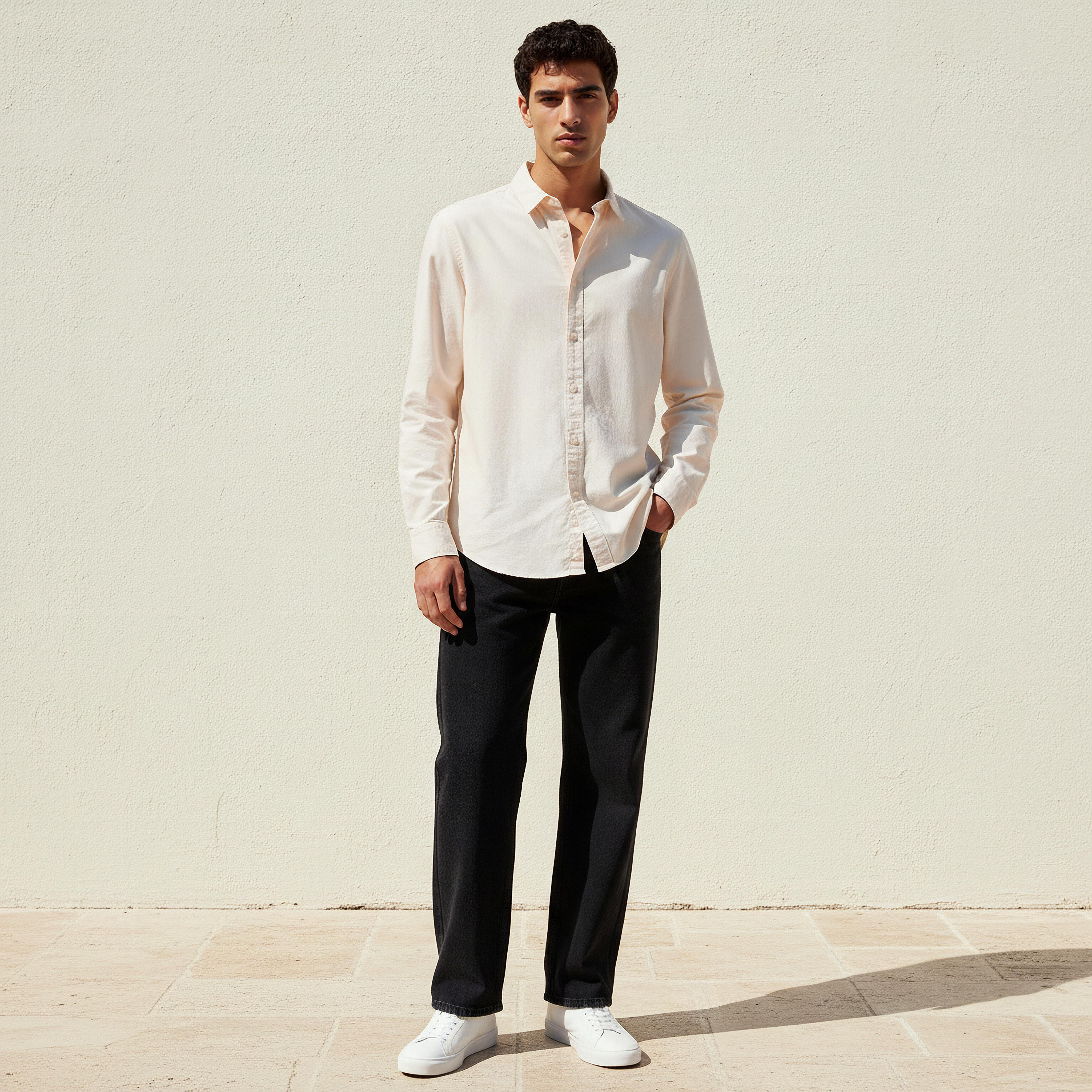 قميص رجالي بأكمام طويلة وياقة وقصة عادية-men-clothing-shirts-image-2