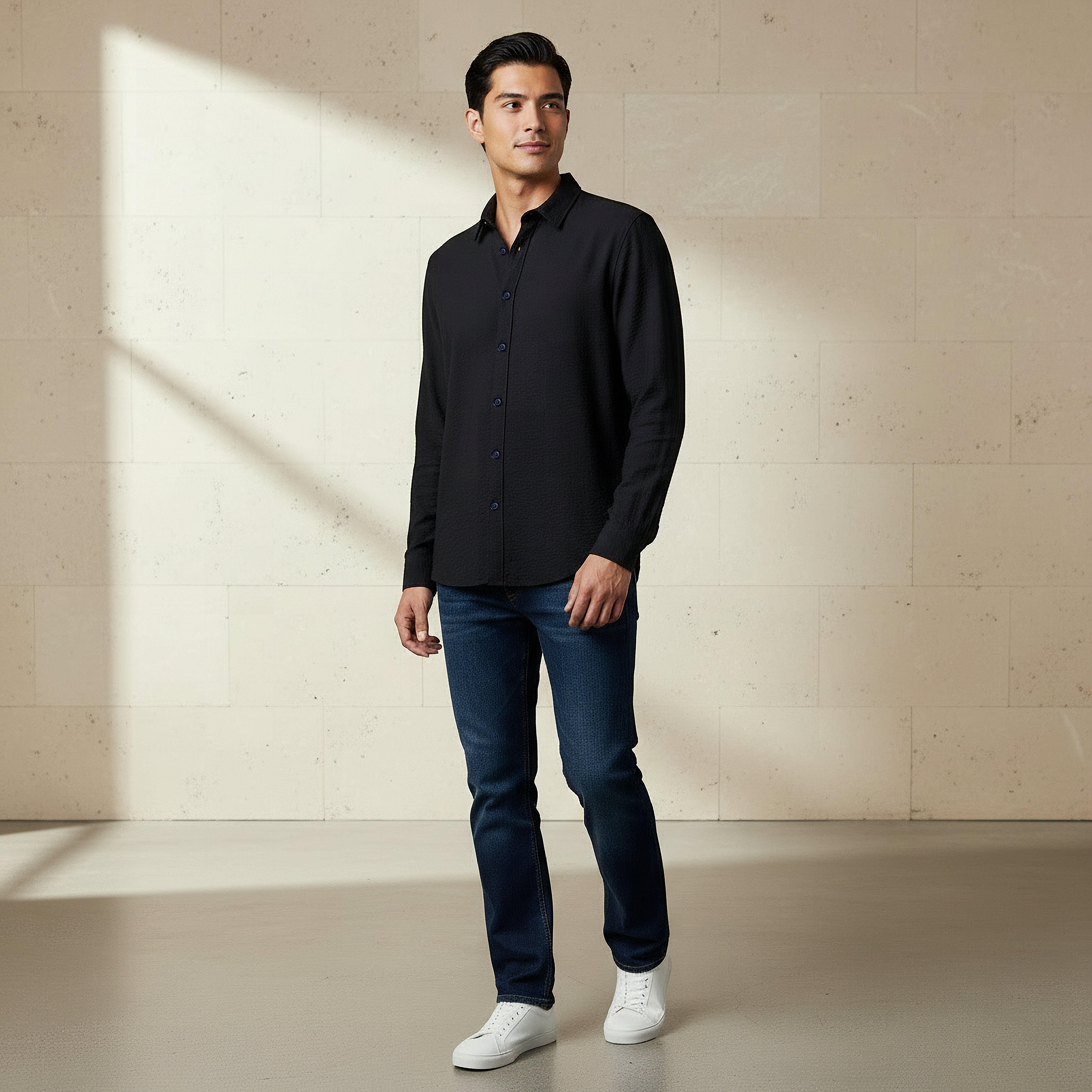 قميص بقصة عادية وياقة وأكمام طويلة للرجال-men-clothing-shirts-image-4