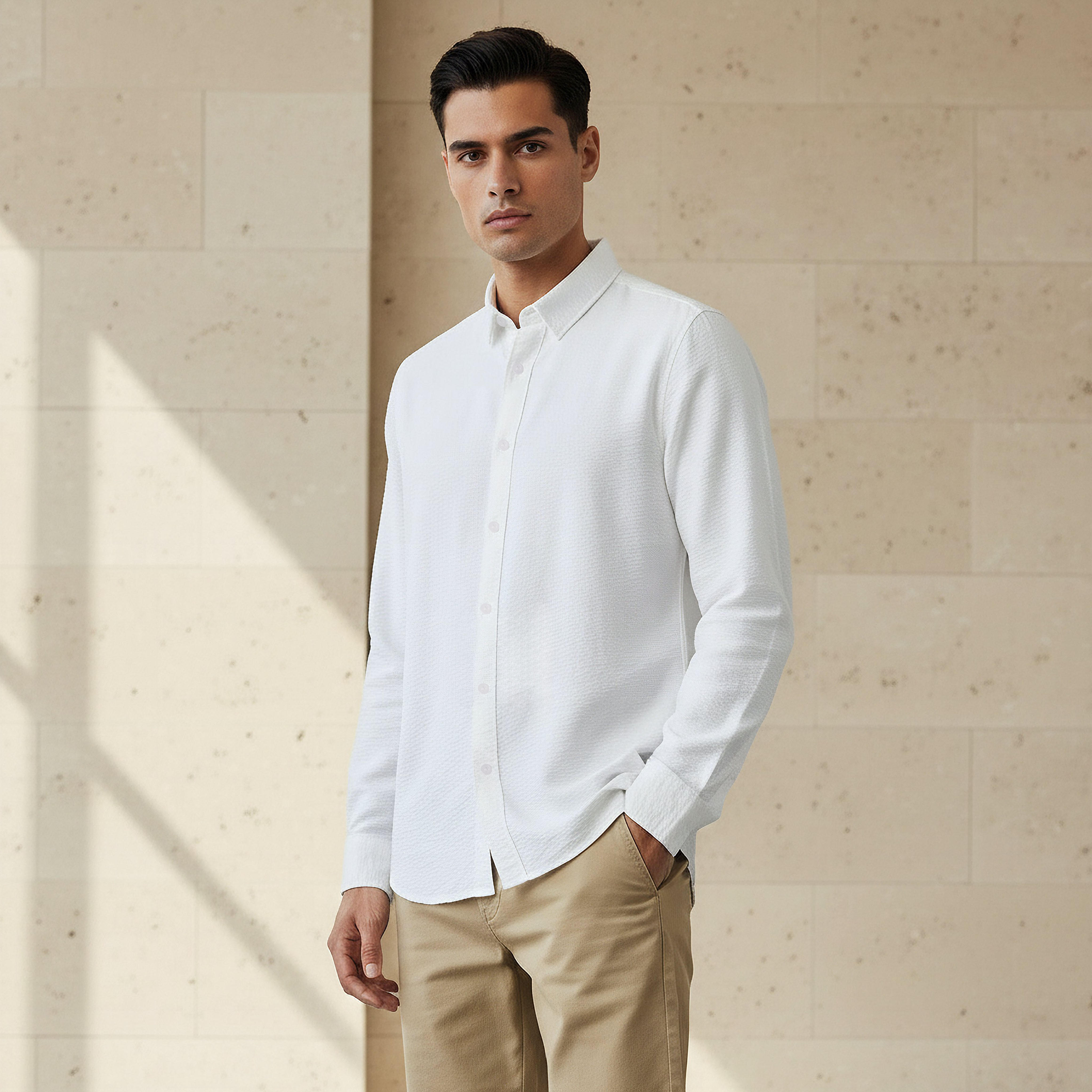 Men Regular Fit Collared Long Sleeve Shirt-men-clothing-shirts-image-1