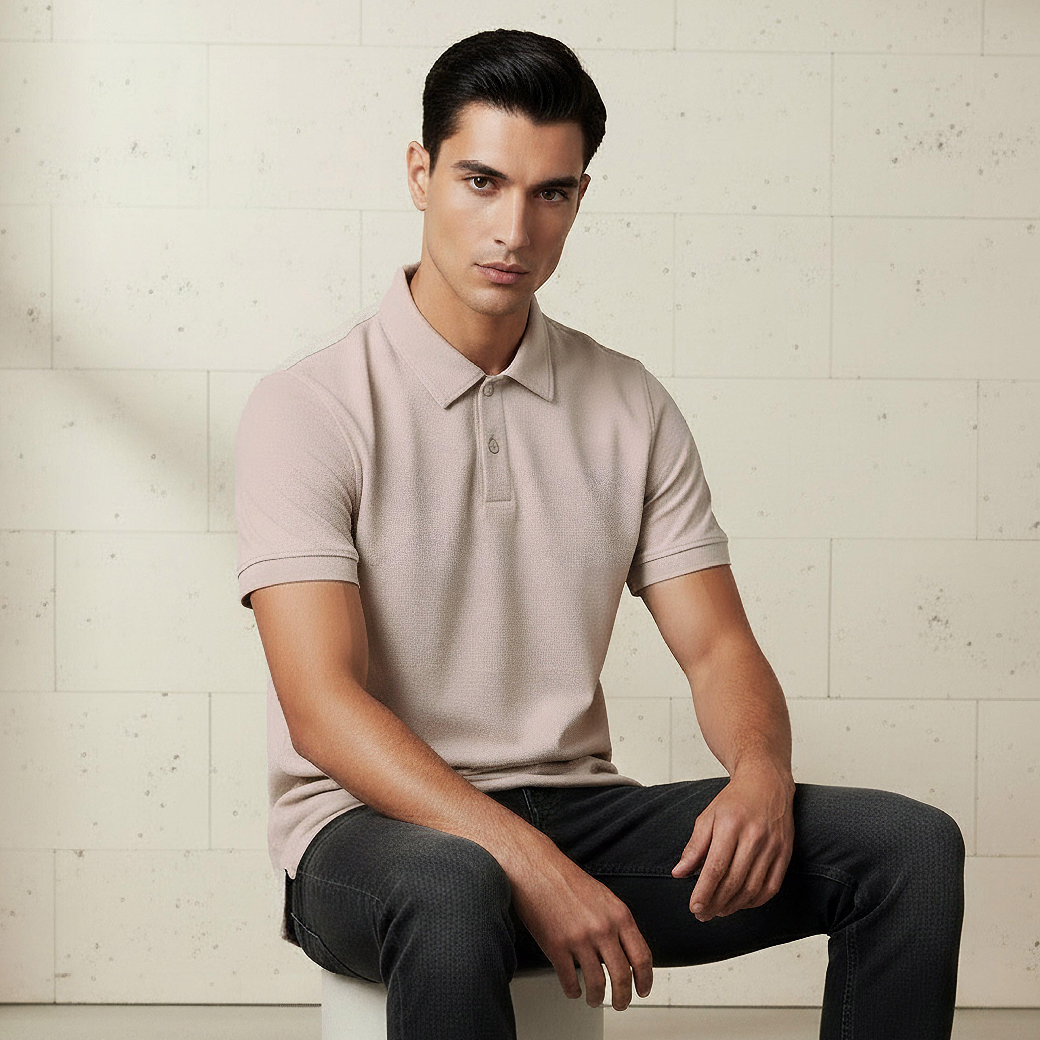 Men Short Sleeve Textured Polo T-shirt-men-clothing-tshirtsandpolos-polos-image-1