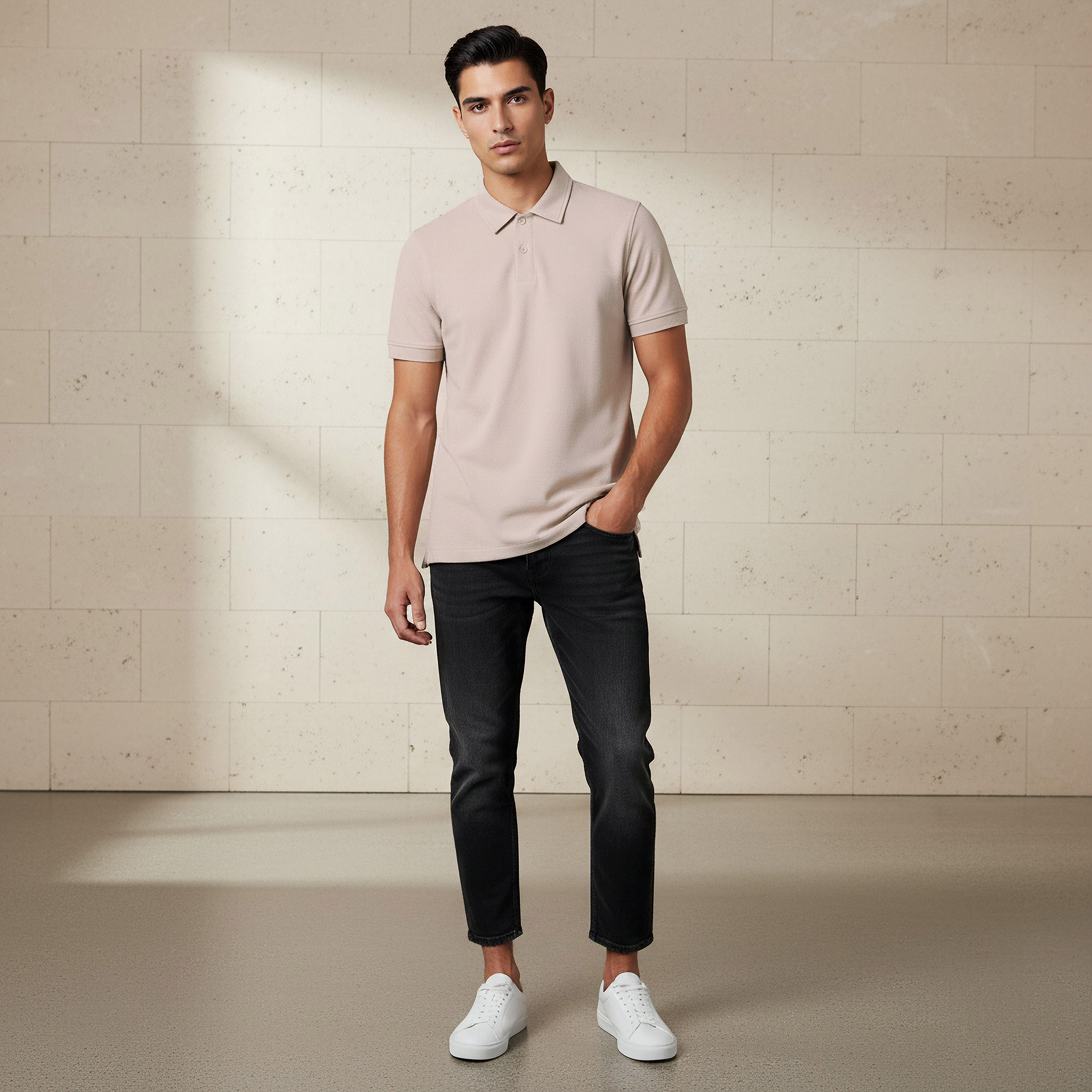 Men Short Sleeve Textured Polo T-shirt-men-clothing-tshirtsandpolos-polos-image-2