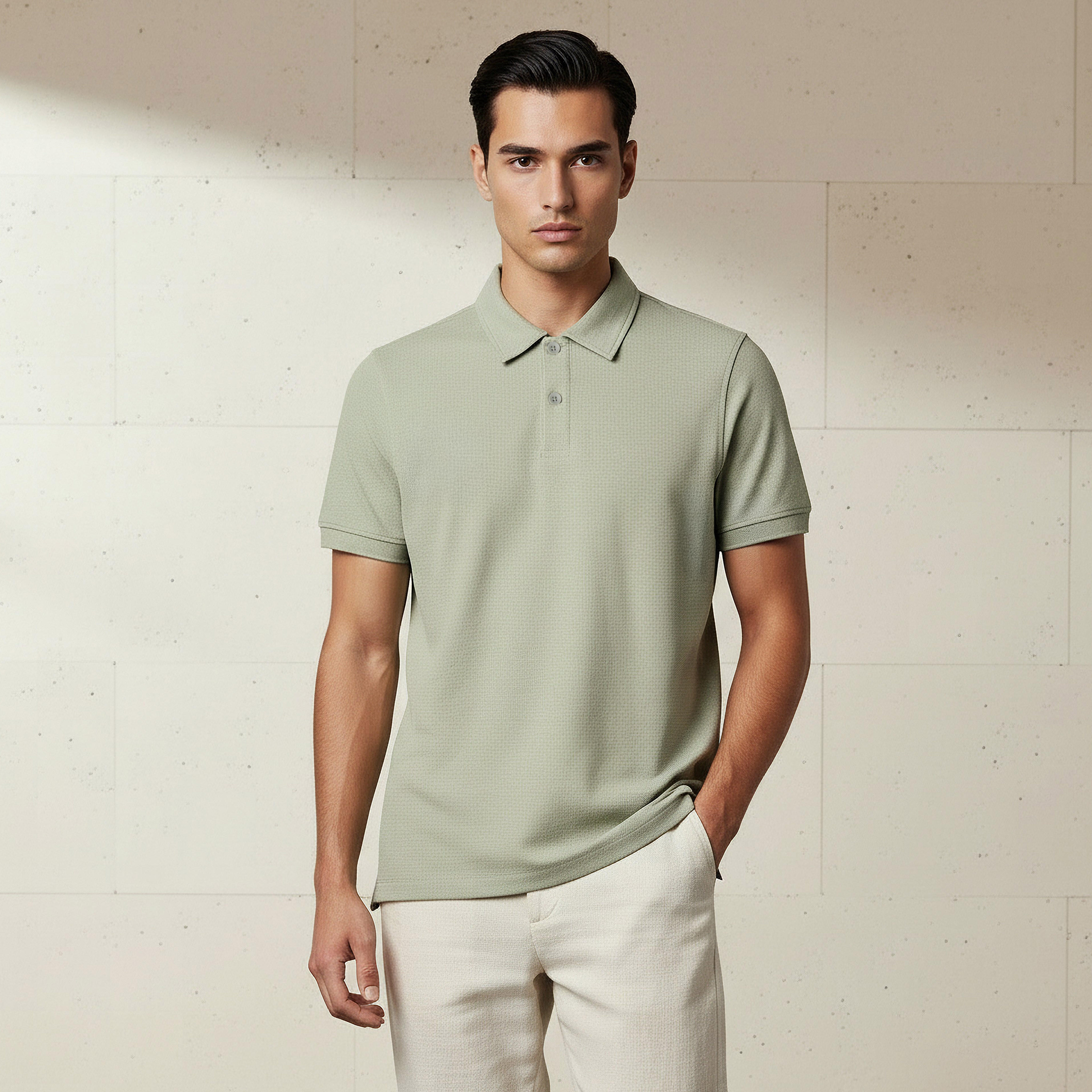 Men Short Sleeve Textured Polo T-shirt-men-clothing-tshirtsandpolos-polos-image-1
