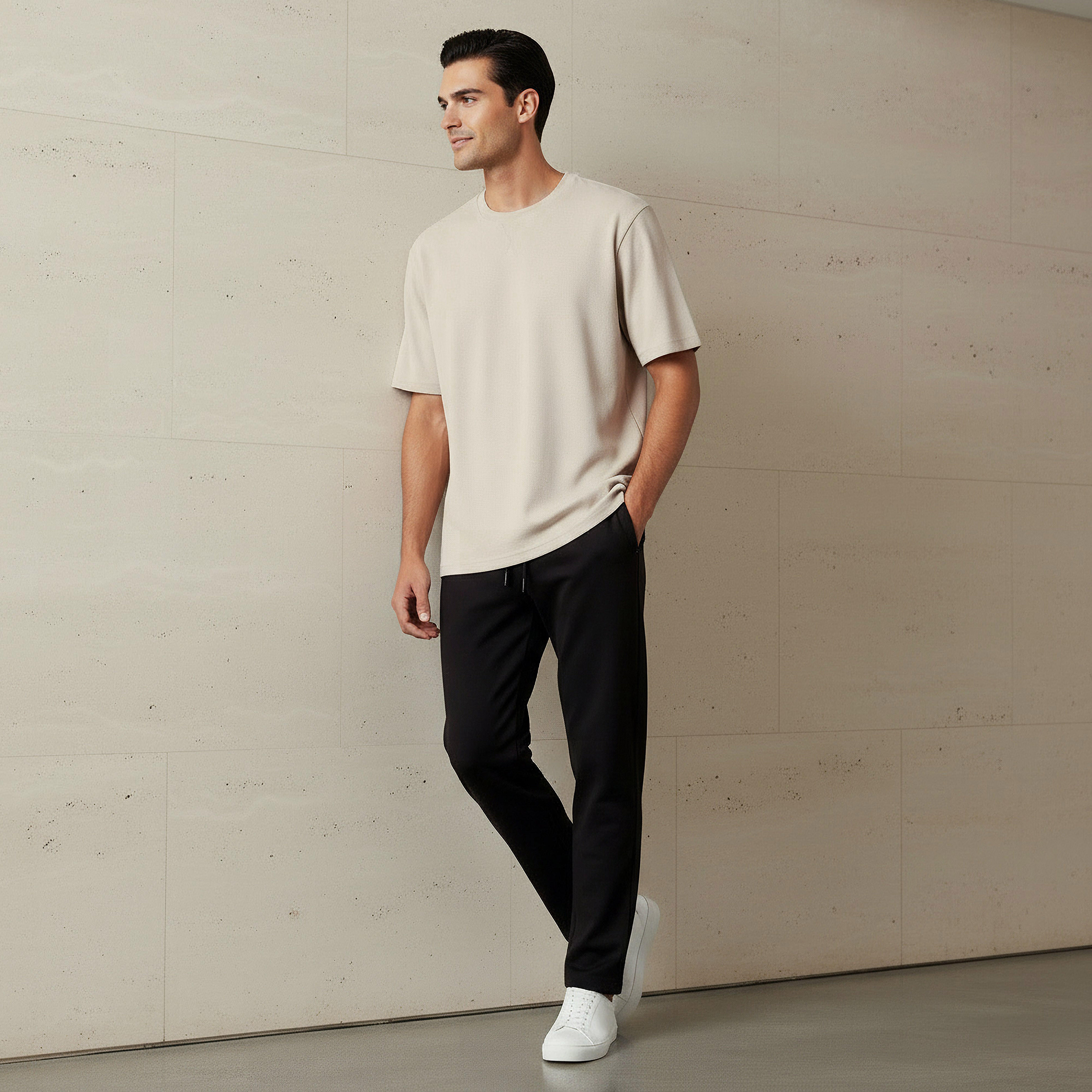 Men Relaxed Fit Crew Neck Short Sleeve Textured T-shirt-men-clothing-tshirtsandpolos-tshirts-image-2