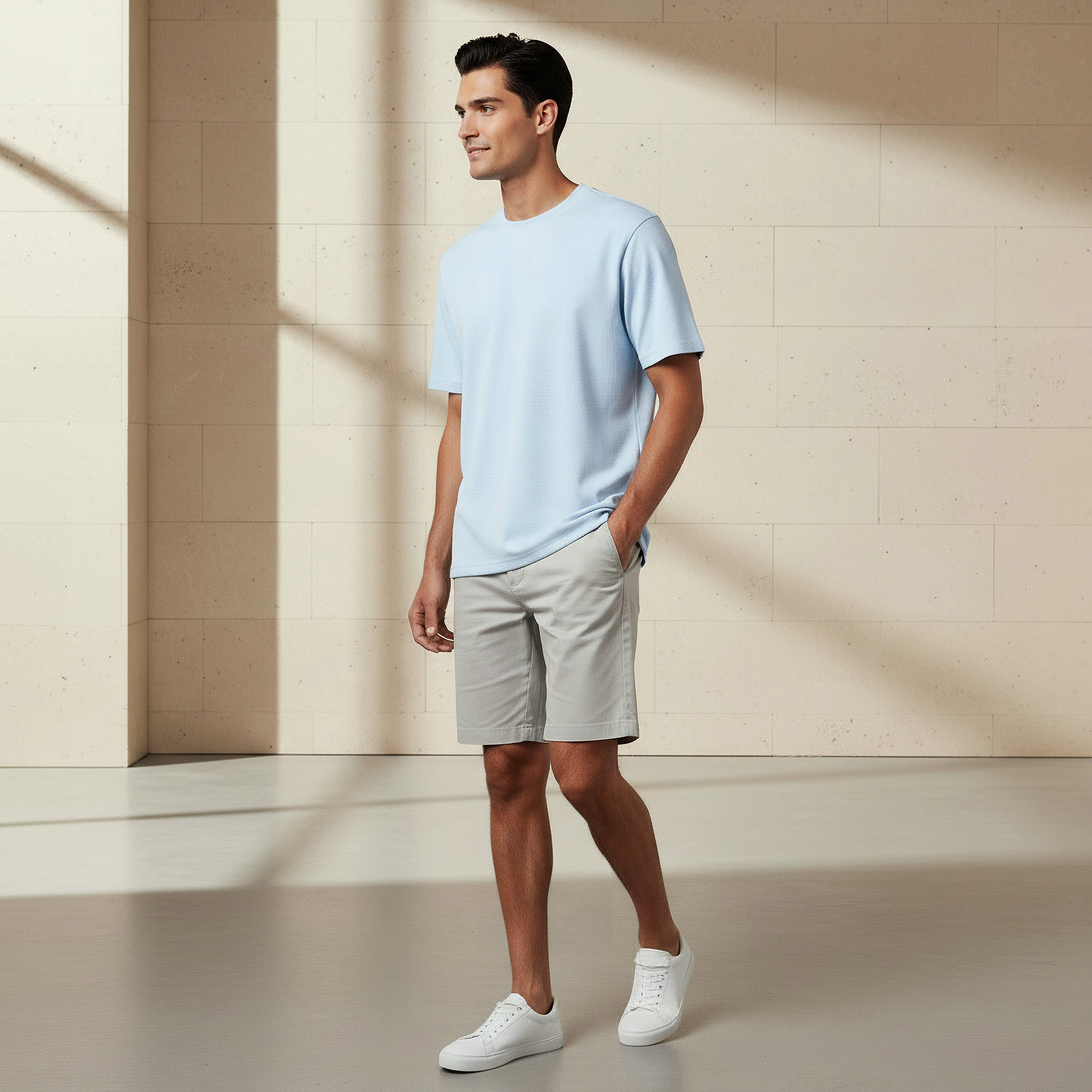 Men Relaxed Fit Crew Neck Short Sleeve Textured T-shirt-men-clothing-tshirtsandpolos-tshirts-image-2