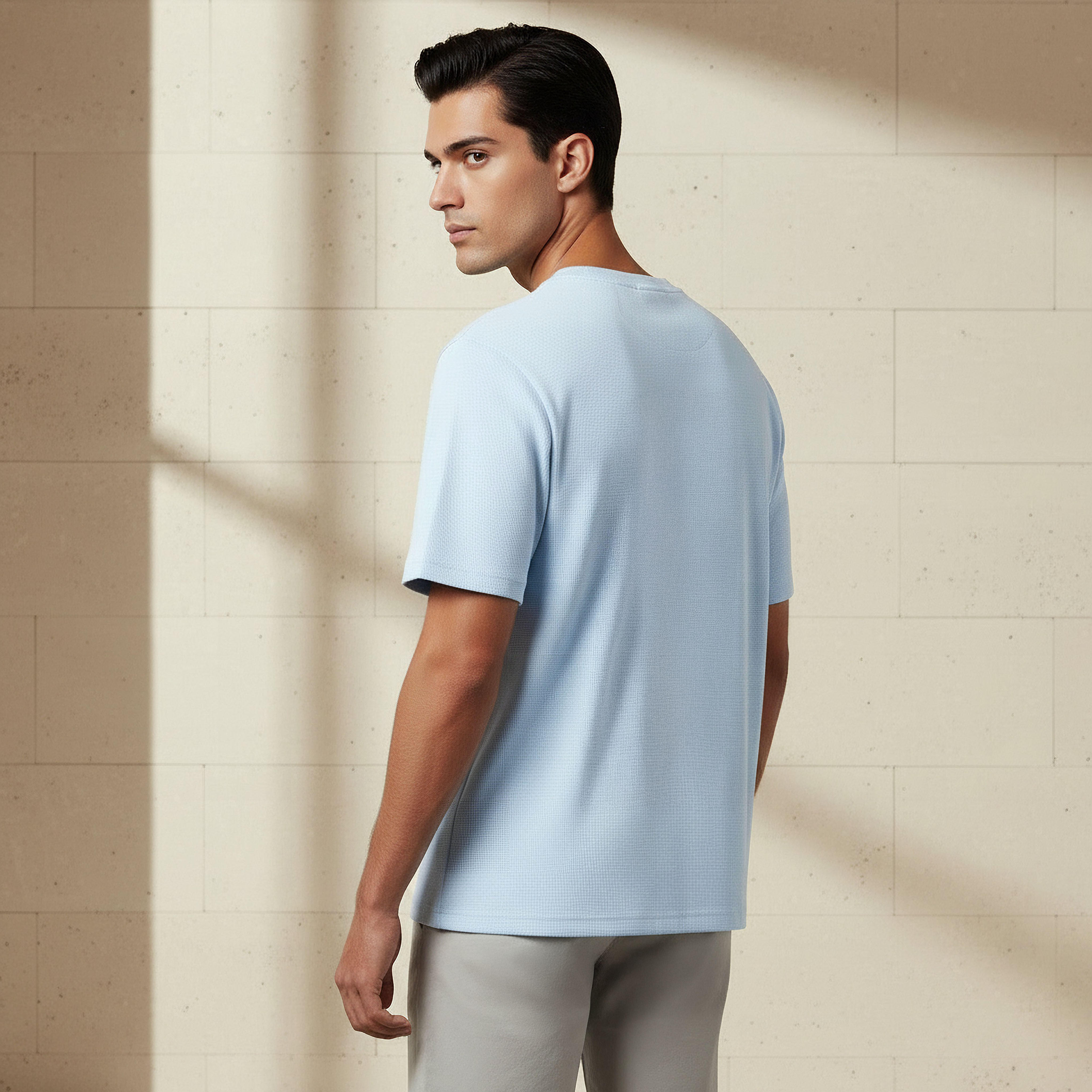 Men Relaxed Fit Crew Neck Short Sleeve Textured T-shirt-men-clothing-tshirtsandpolos-tshirts-image-3