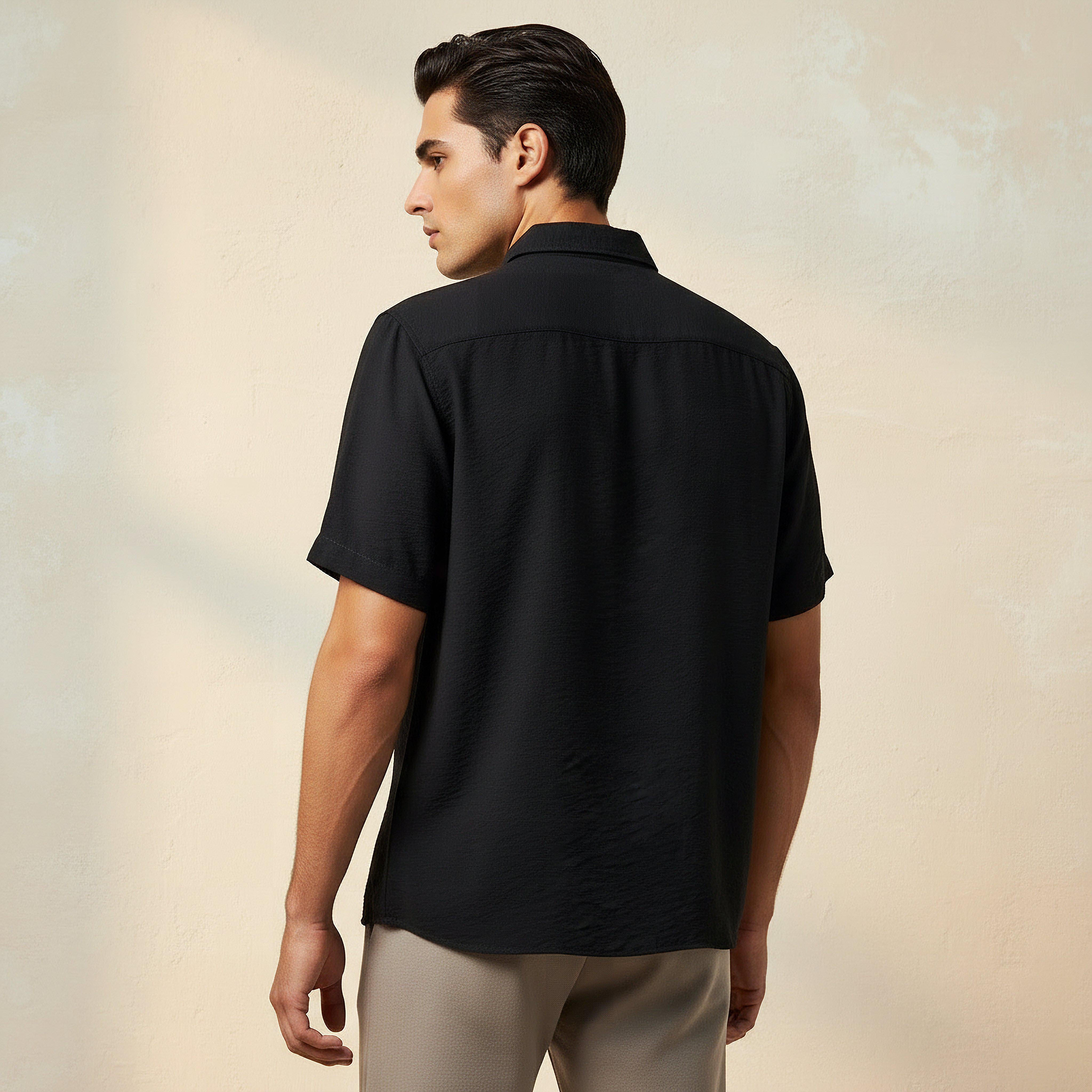 Men Regular Fit Collared Short Sleeve Shirt-men-clothing-shirts-image-4