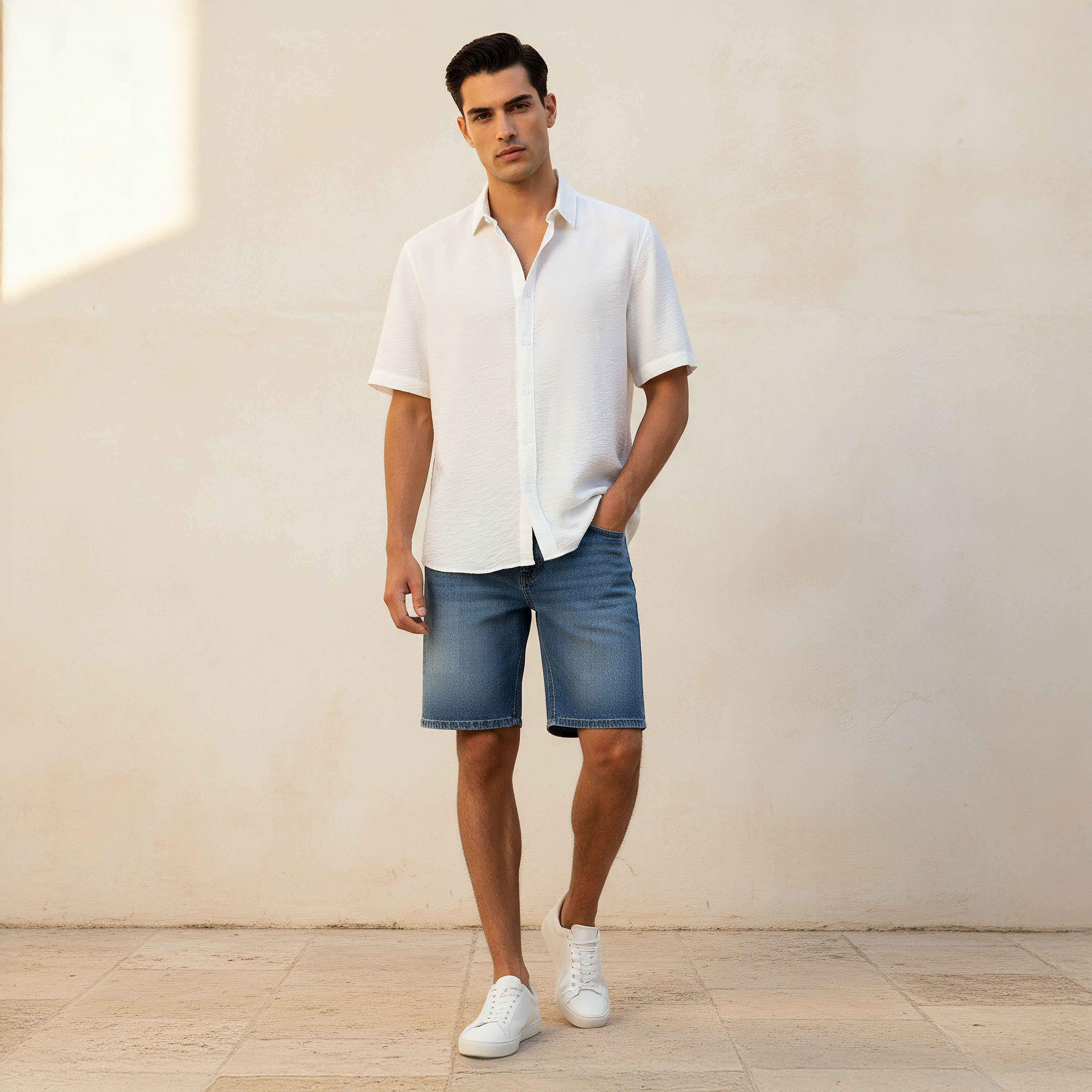 قميص رجالي بياقة وقصة عادية وأكمام قصيرة-men-clothing-shirts-image-3