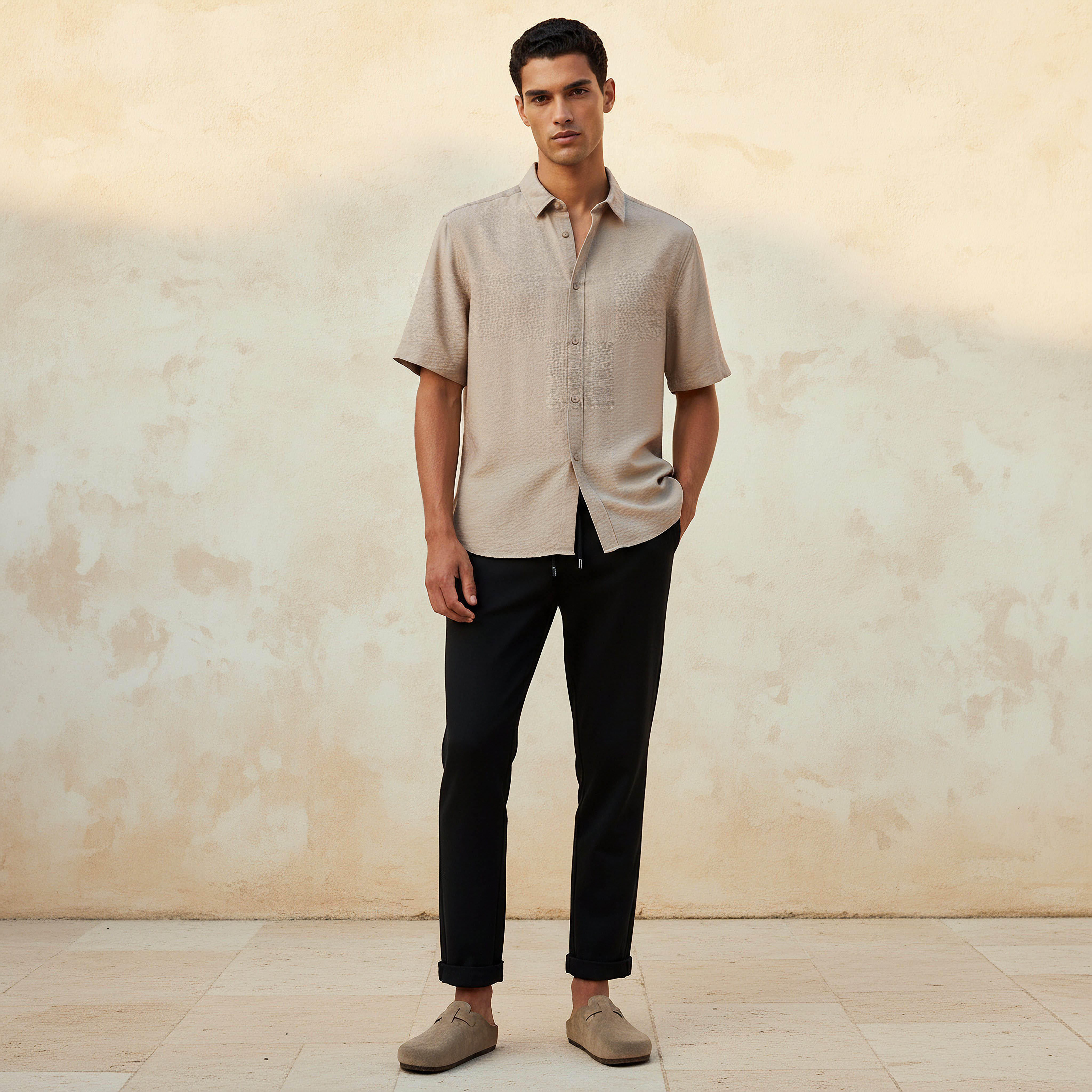 Men Regular Fit Collared Short Sleeve Shirt-men-clothing-shirts-image-3