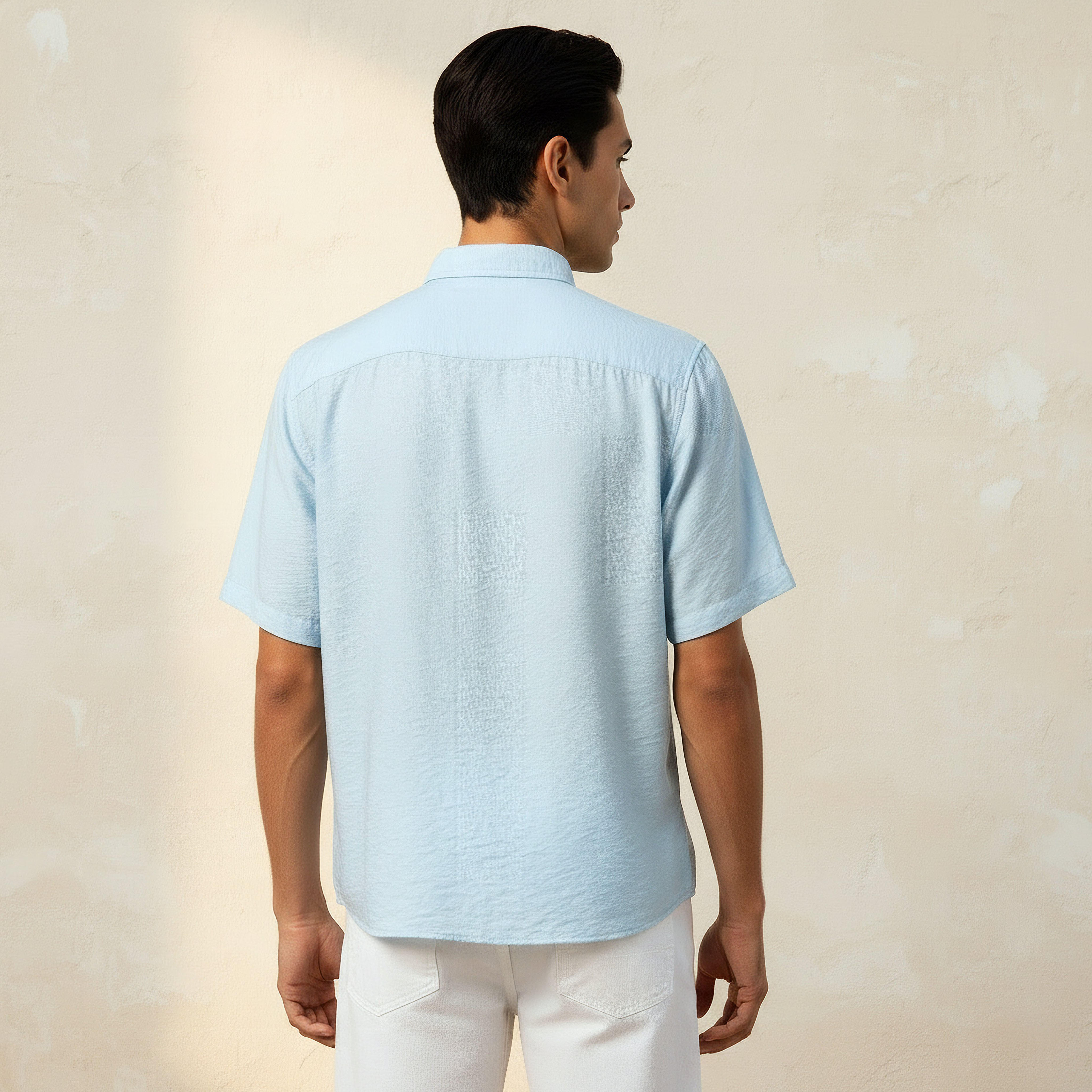 Men Regular Fit Collared Short Sleeve Shirt-men-clothing-shirts-image-4