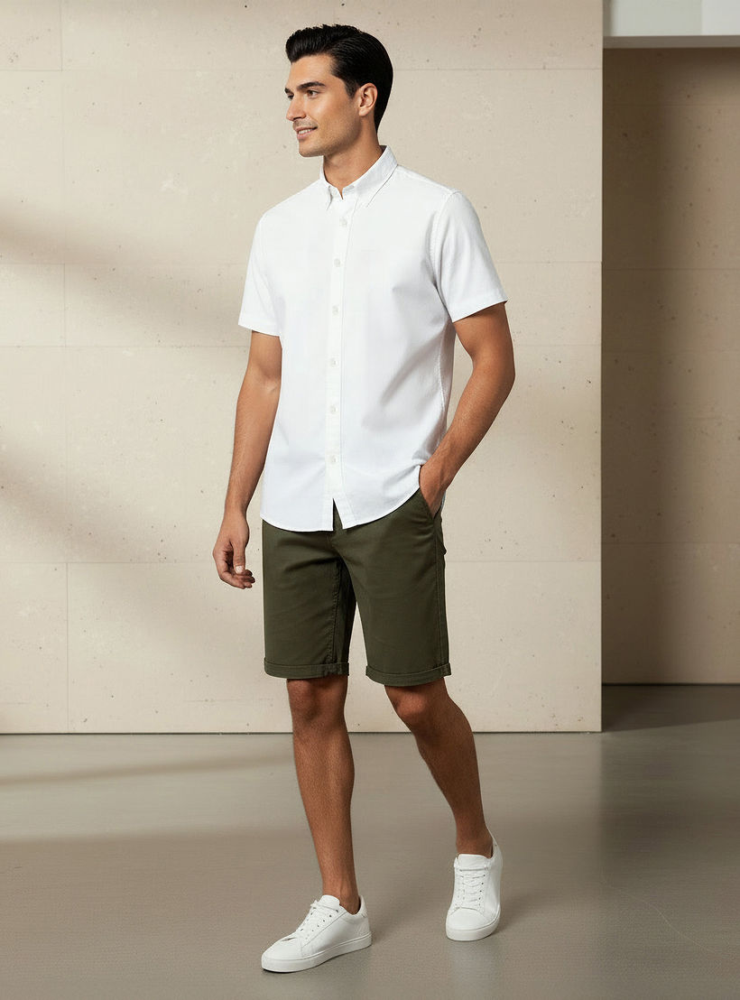 Men Regular Fit Button-Down Collar Short Sleeve Shirt-men-clothing-shirts-image-2