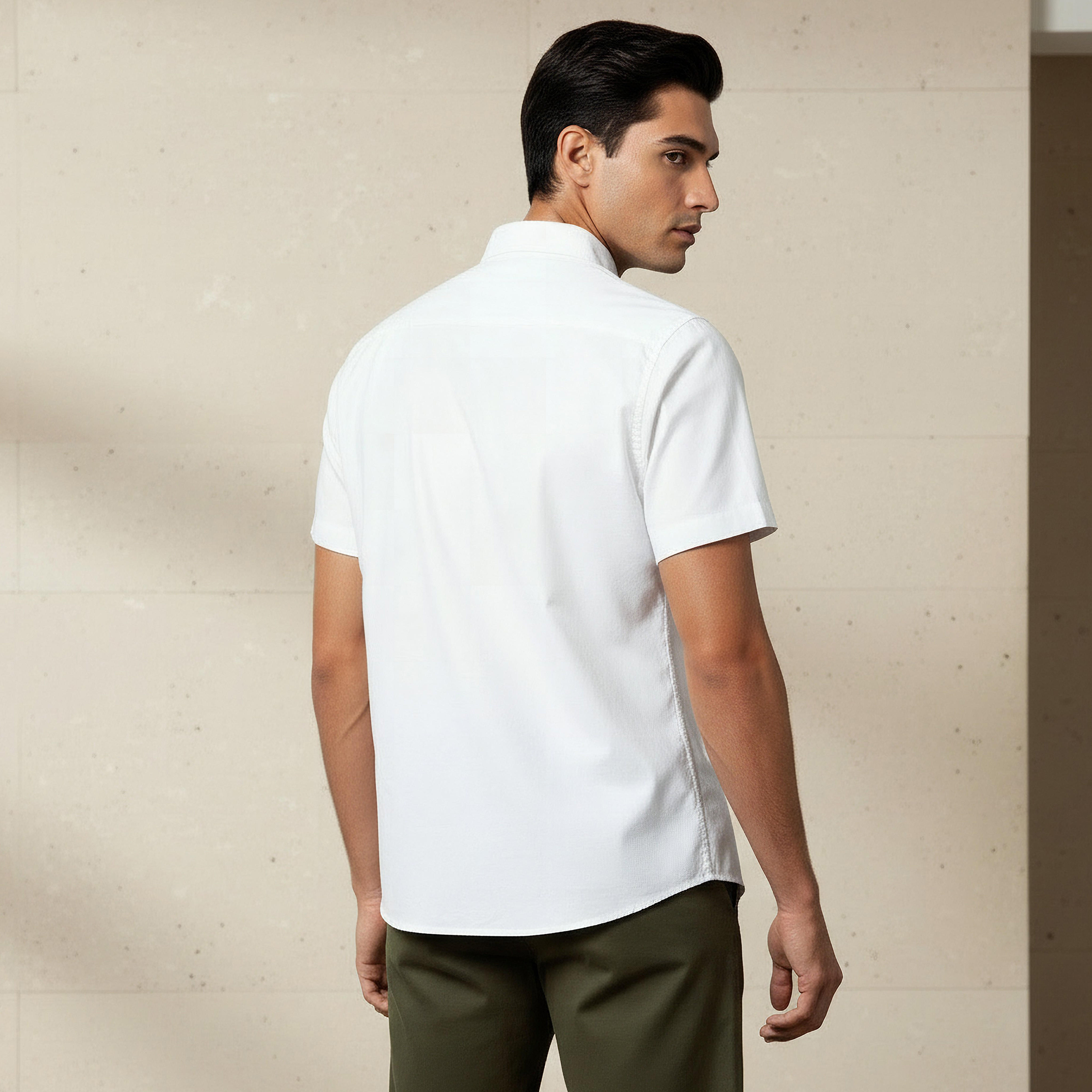Men Regular Fit Button-Down Collar Short Sleeve Shirt-men-clothing-shirts-image-4
