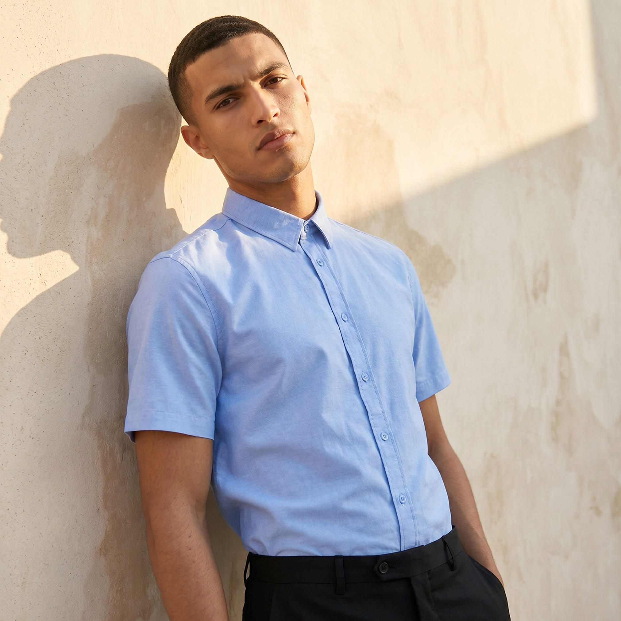 Men Regular Fit Button-Down Collar Short Sleeve Shirt-men-clothing-shirts-image-1