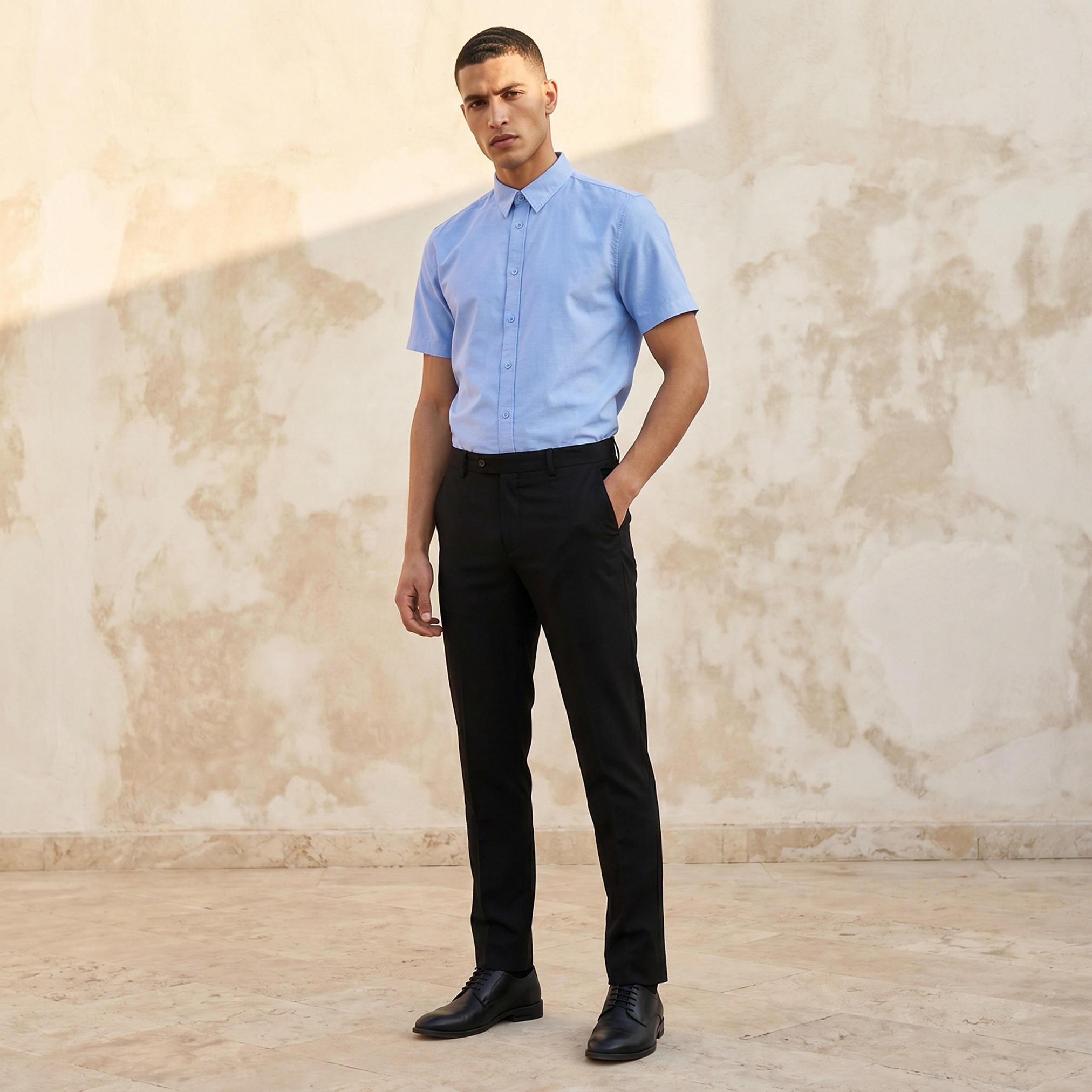 Men Regular Fit Button-Down Collar Short Sleeve Shirt-men-clothing-shirts-image-3