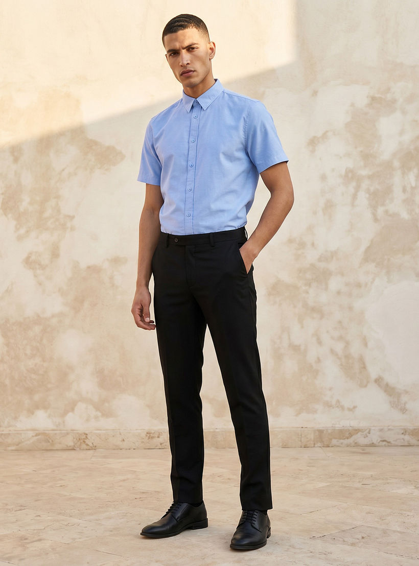 Men Regular Fit Button-Down Collar Short Sleeve Shirt-men-clothing-shirts-image-3