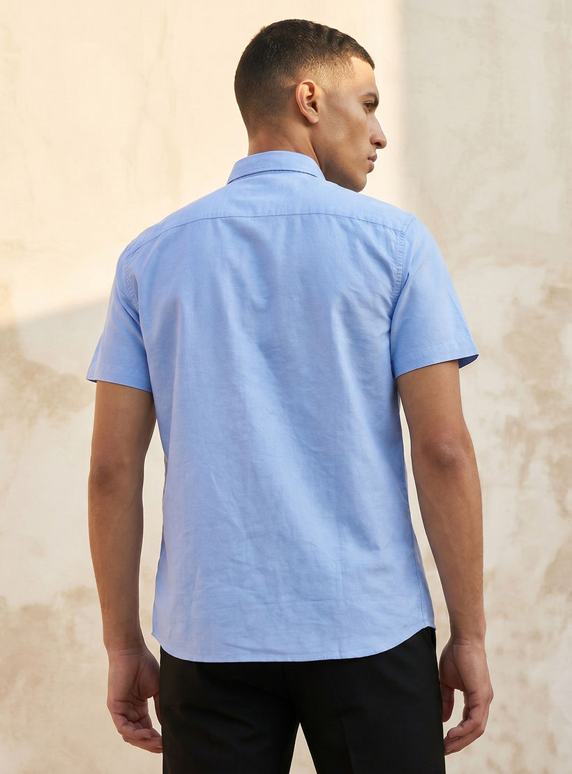 Men Regular Fit Button-Down Collar Short Sleeve Shirt-men-clothing-shirts-image-4