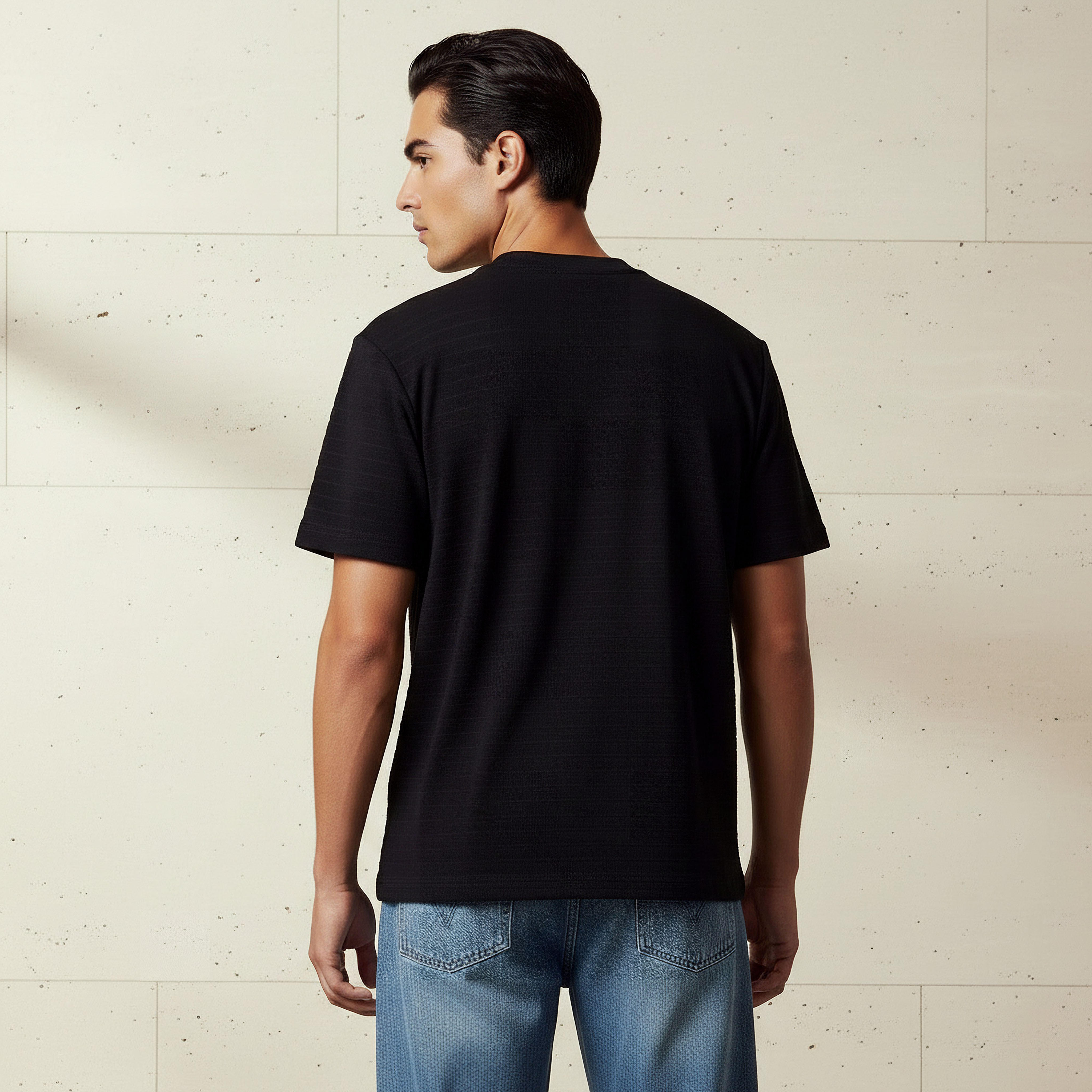 Men Regular Fit Crew Neck Short Sleeve Textured T-shirt-men-clothing-tshirtsandpolos-tshirts-image-3