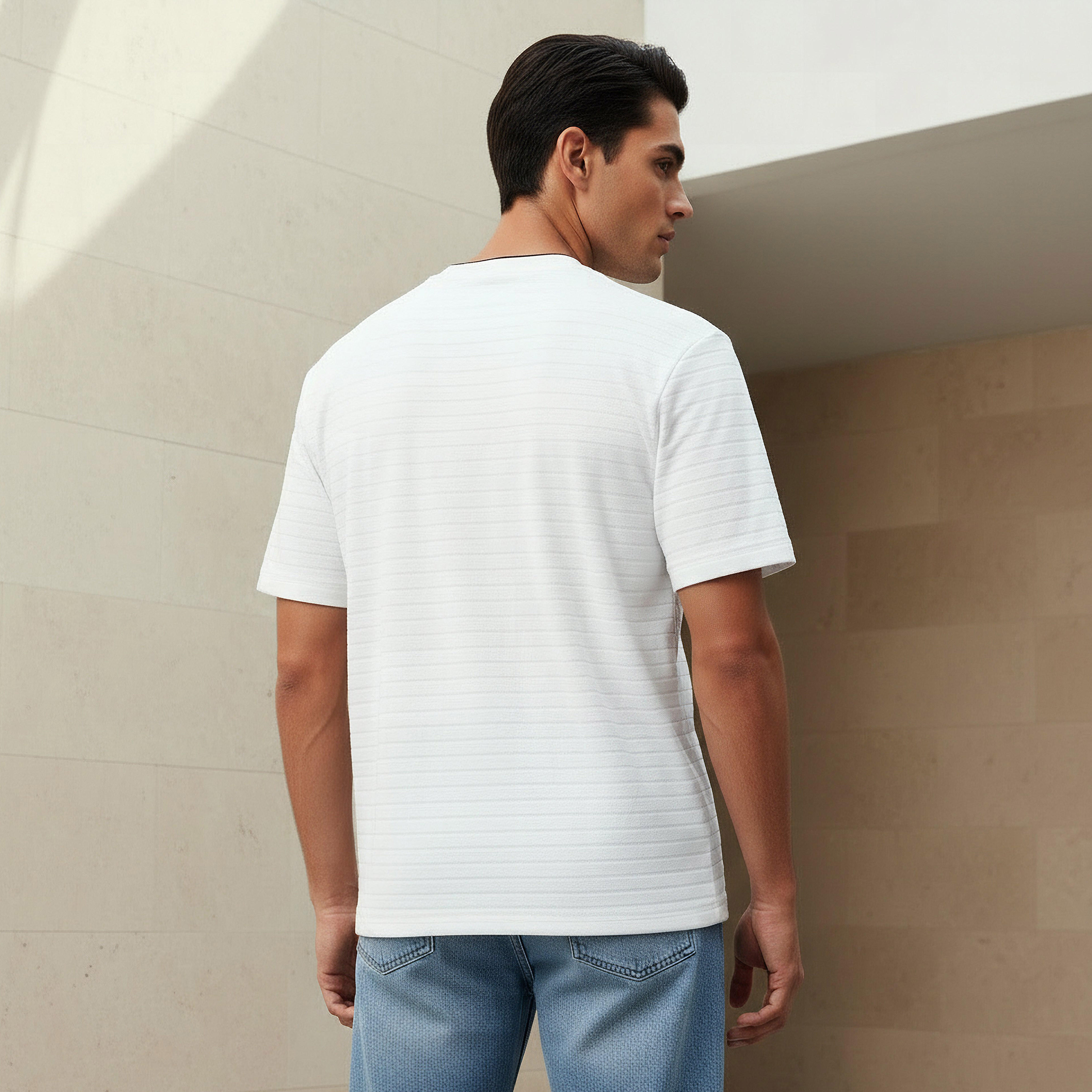 Men Regular Fit Crew Neck Short Sleeve Textured T-shirt-men-clothing-tshirtsandpolos-tshirts-image-3