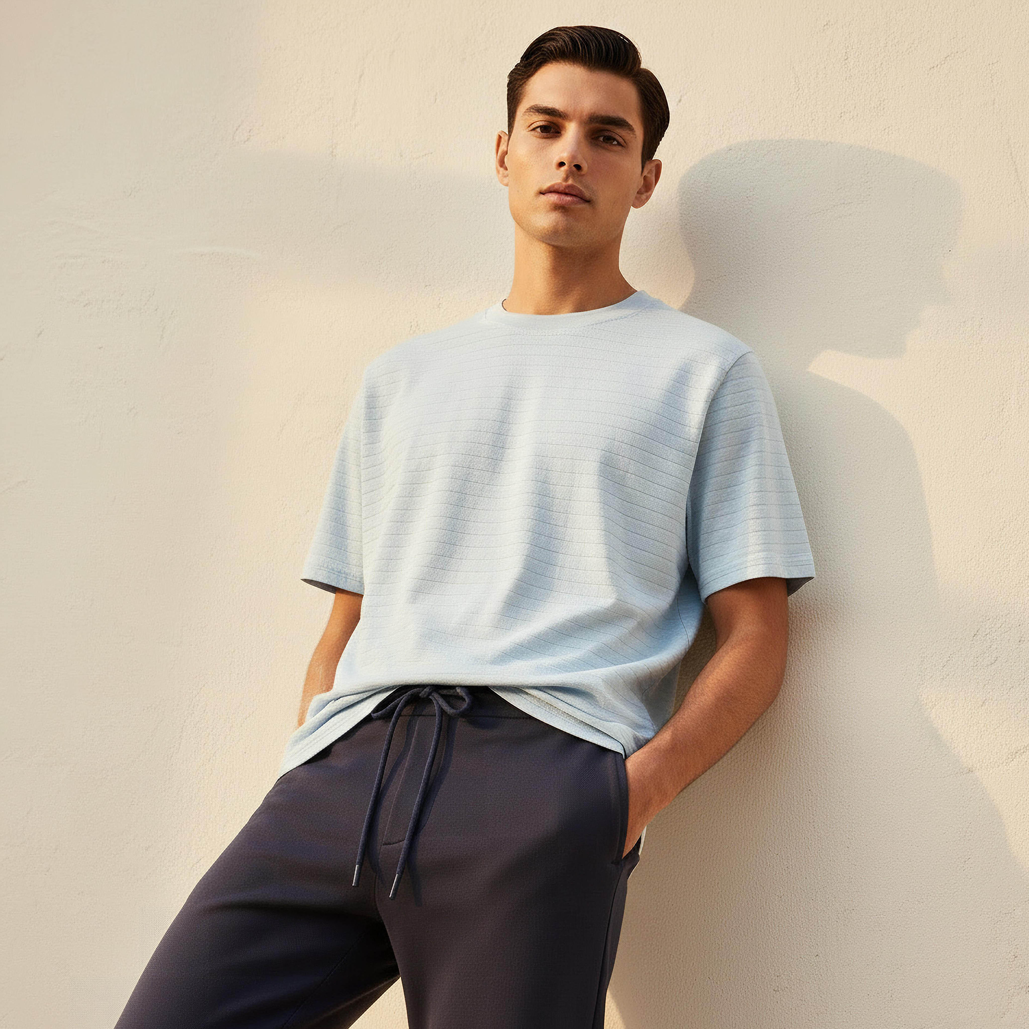 Men Regular Fit Crew Neck Short Sleeve Textured T-shirt-men-clothing-tshirtsandpolos-tshirts-image-1
