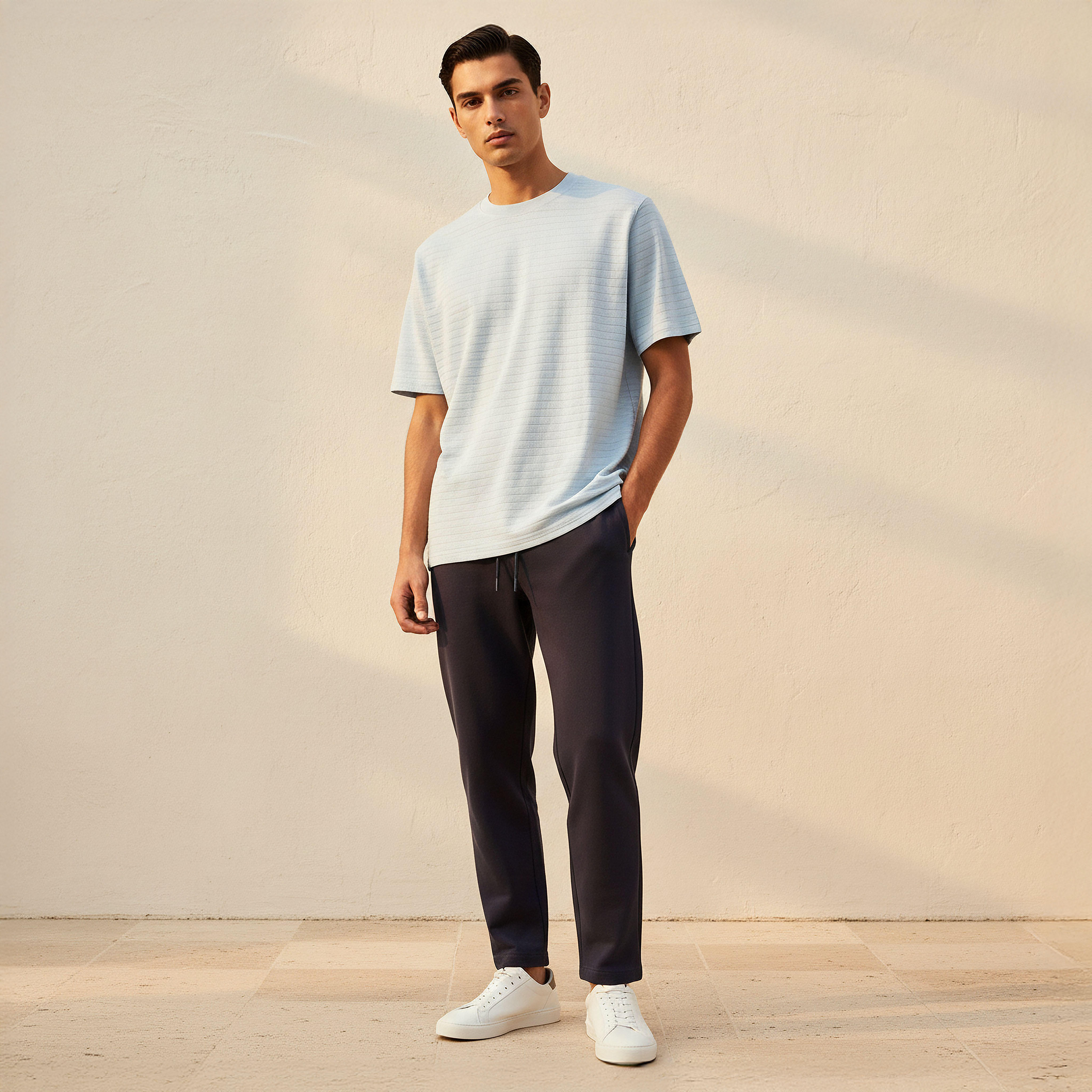Men Regular Fit Crew Neck Short Sleeve Textured T-shirt-men-clothing-tshirtsandpolos-tshirts-image-3