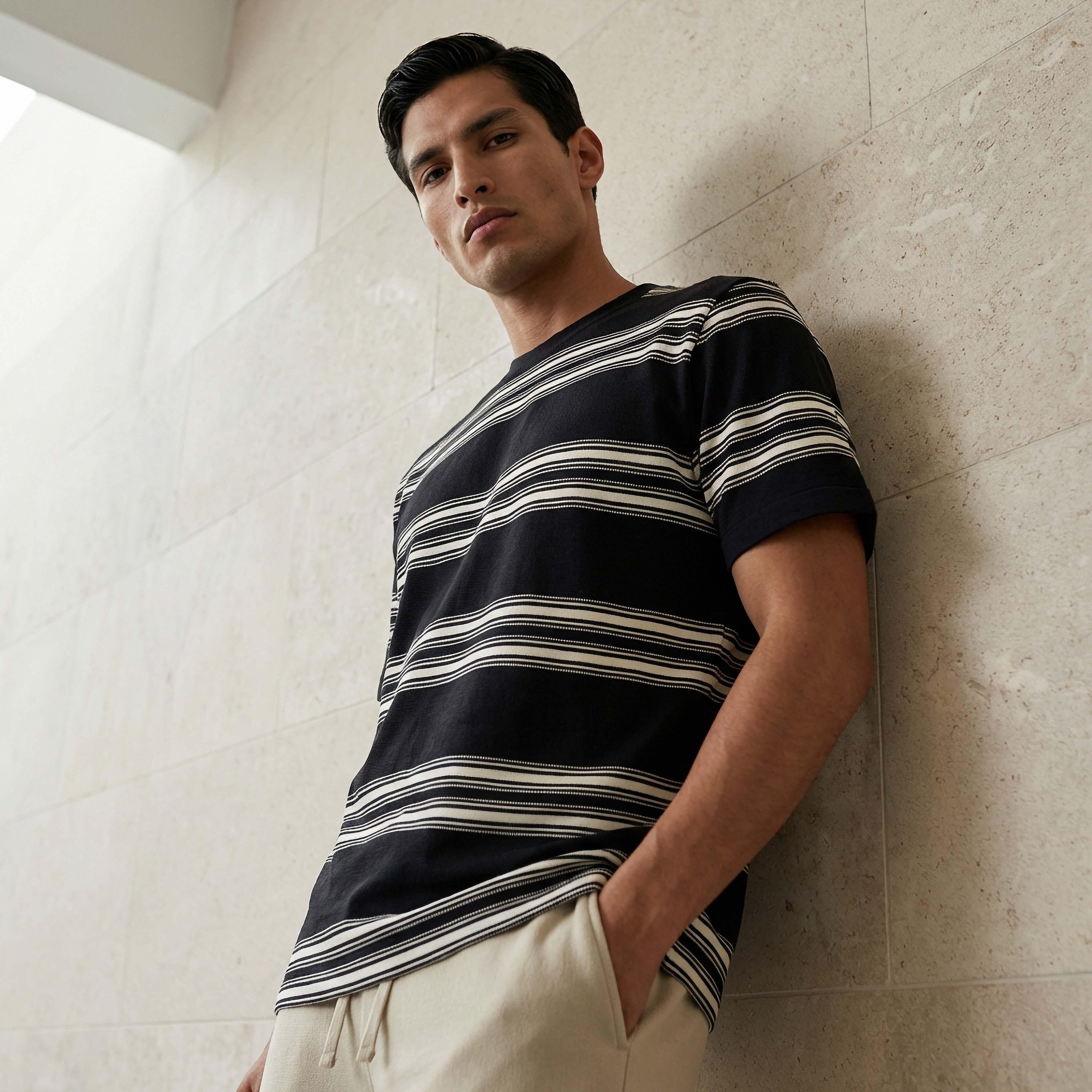 Men Relaxed Fit Crew Neck Short Sleeves Striped T-shirt-men-clothing-tshirtsandpolos-tshirts-image-1
