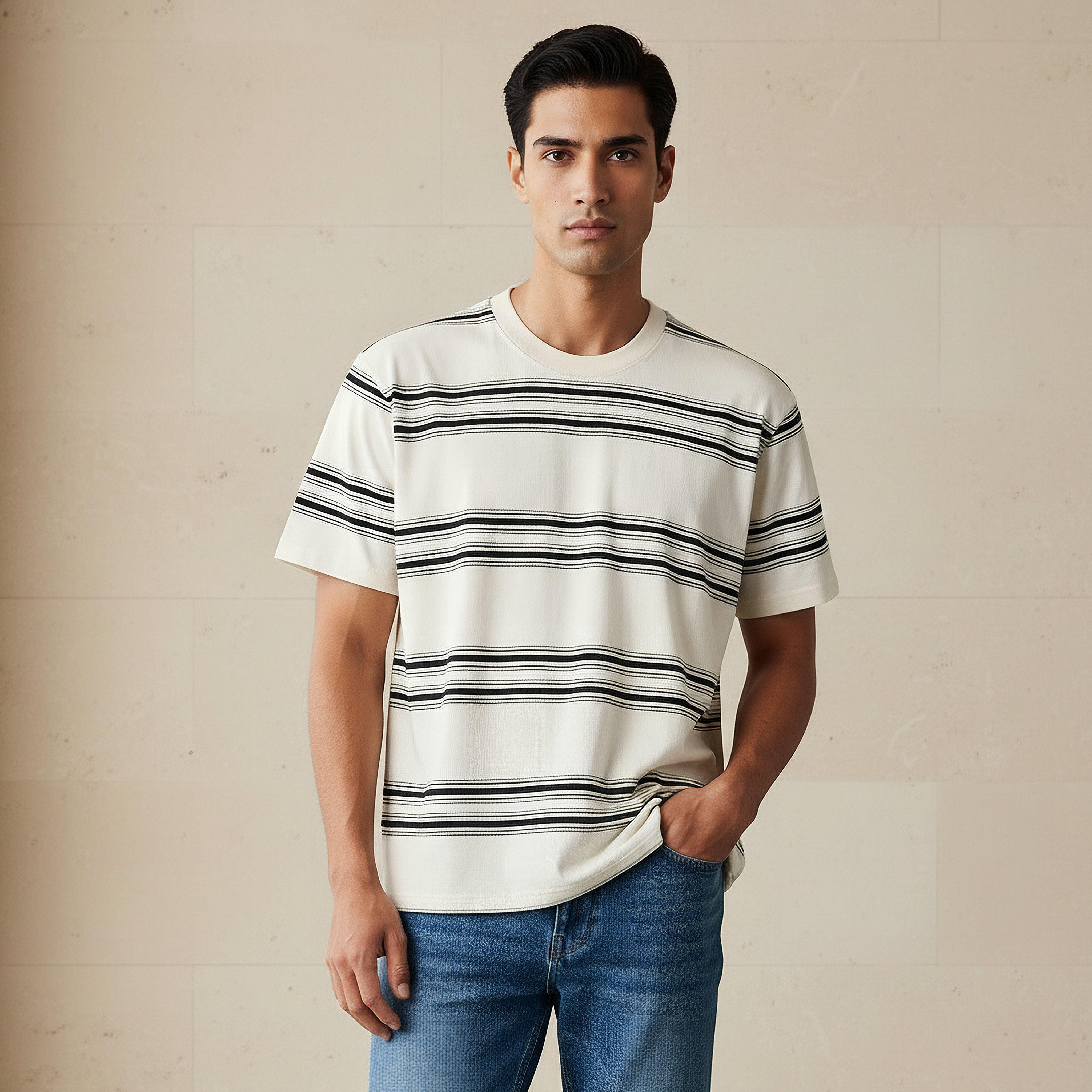Men Relaxed Fit Crew Neck Short Sleeves Striped T-shirt-men-clothing-tshirtsandpolos-tshirts-image-1