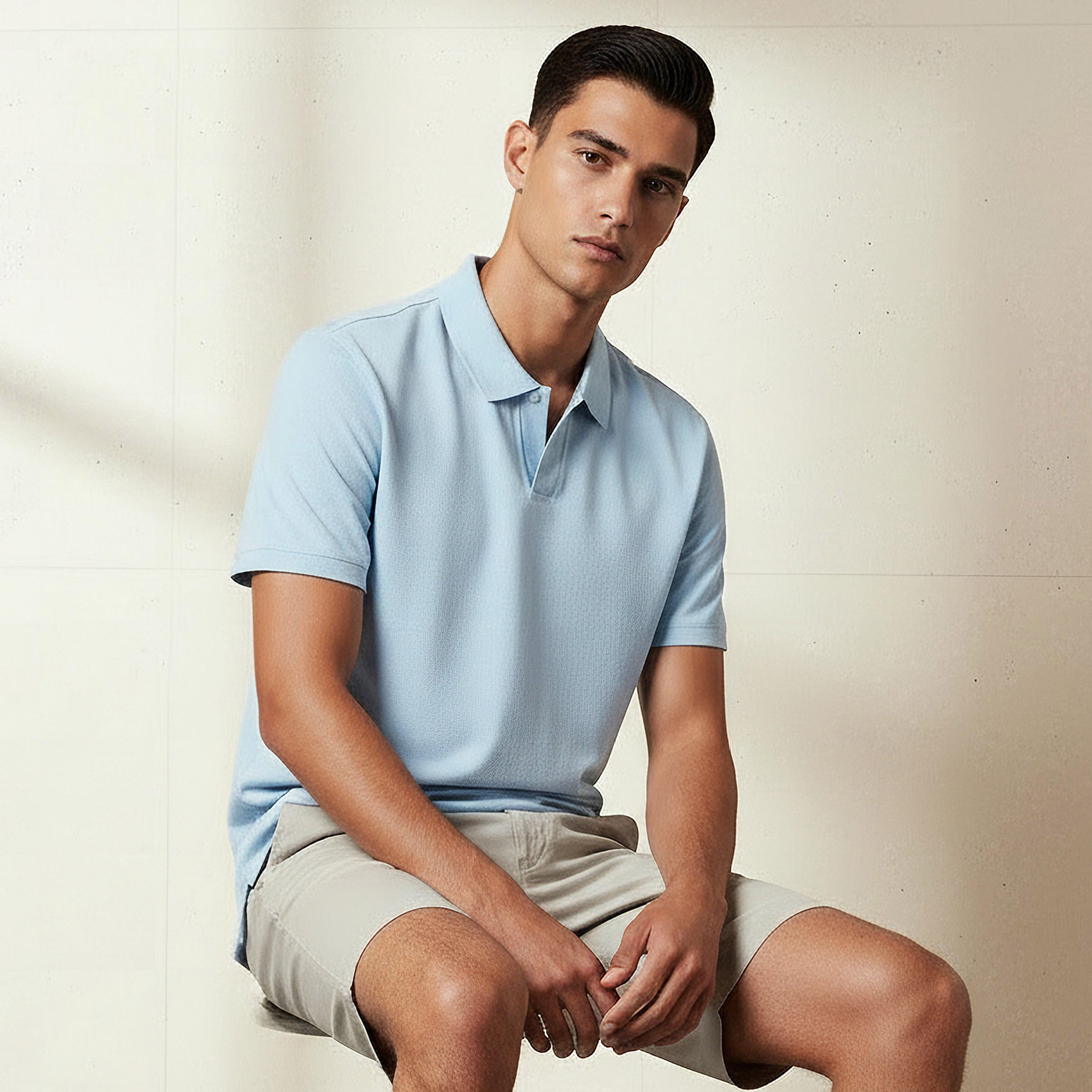 Men Short Sleeves Johnny Collar Polo T-shirt-men-clothing-tshirtsandpolos-polos-image-1