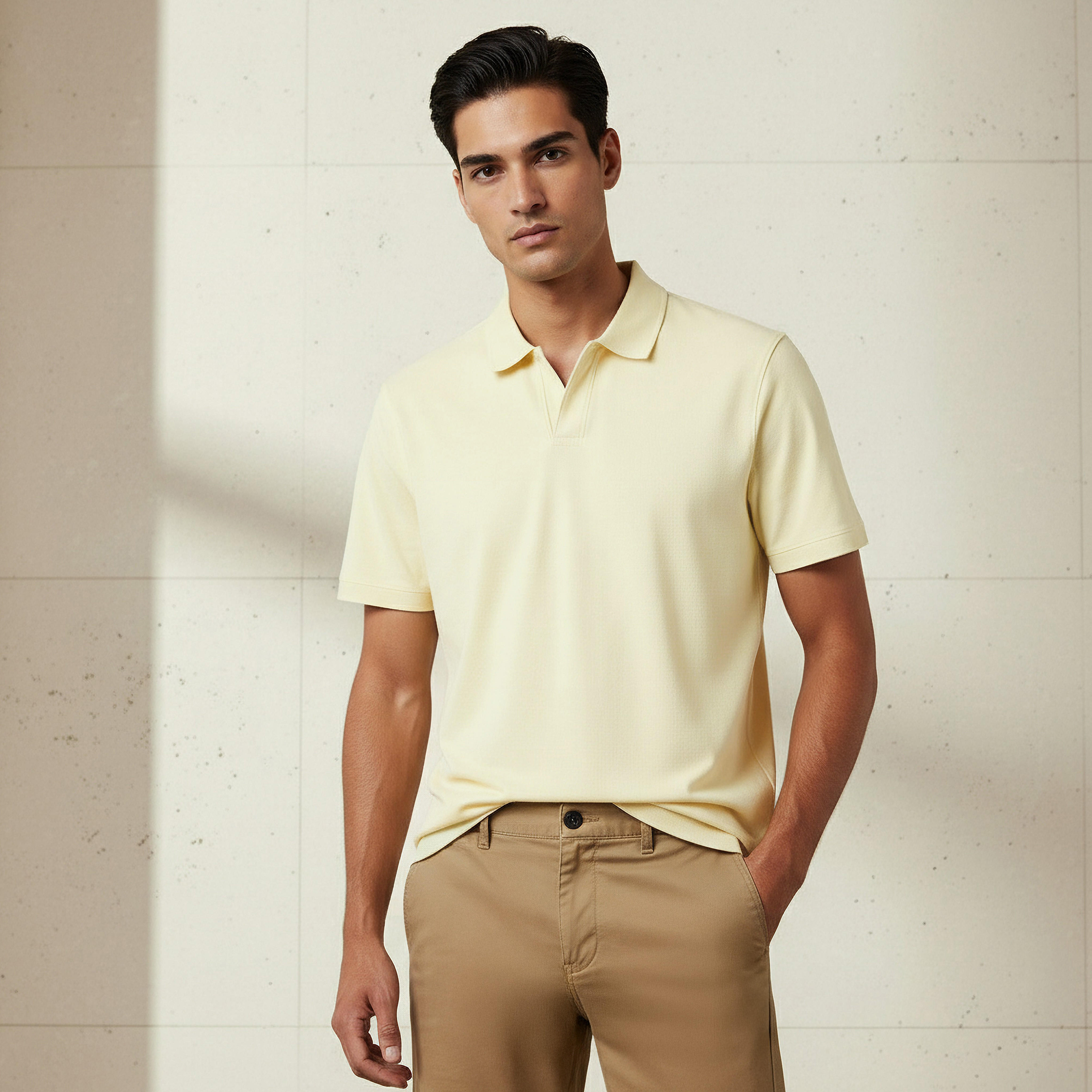 Men Short Sleeves Johnny Collar Polo T-shirt-men-clothing-tshirtsandpolos-polos-image-1