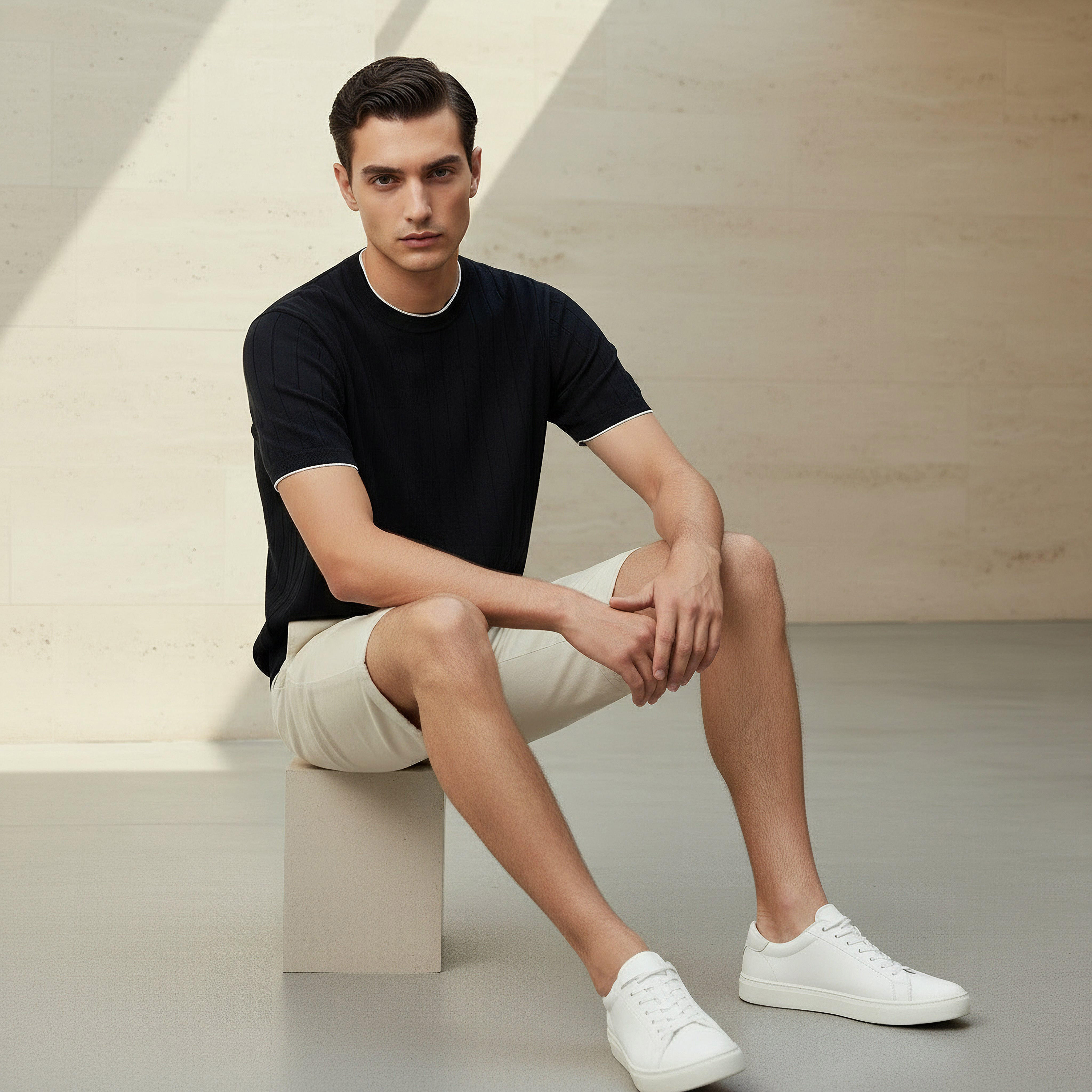 Men Regular Fit Crew Neck Short Sleeve Textured T-shirt-men-clothing-tshirtsandpolos-tshirts-image-2