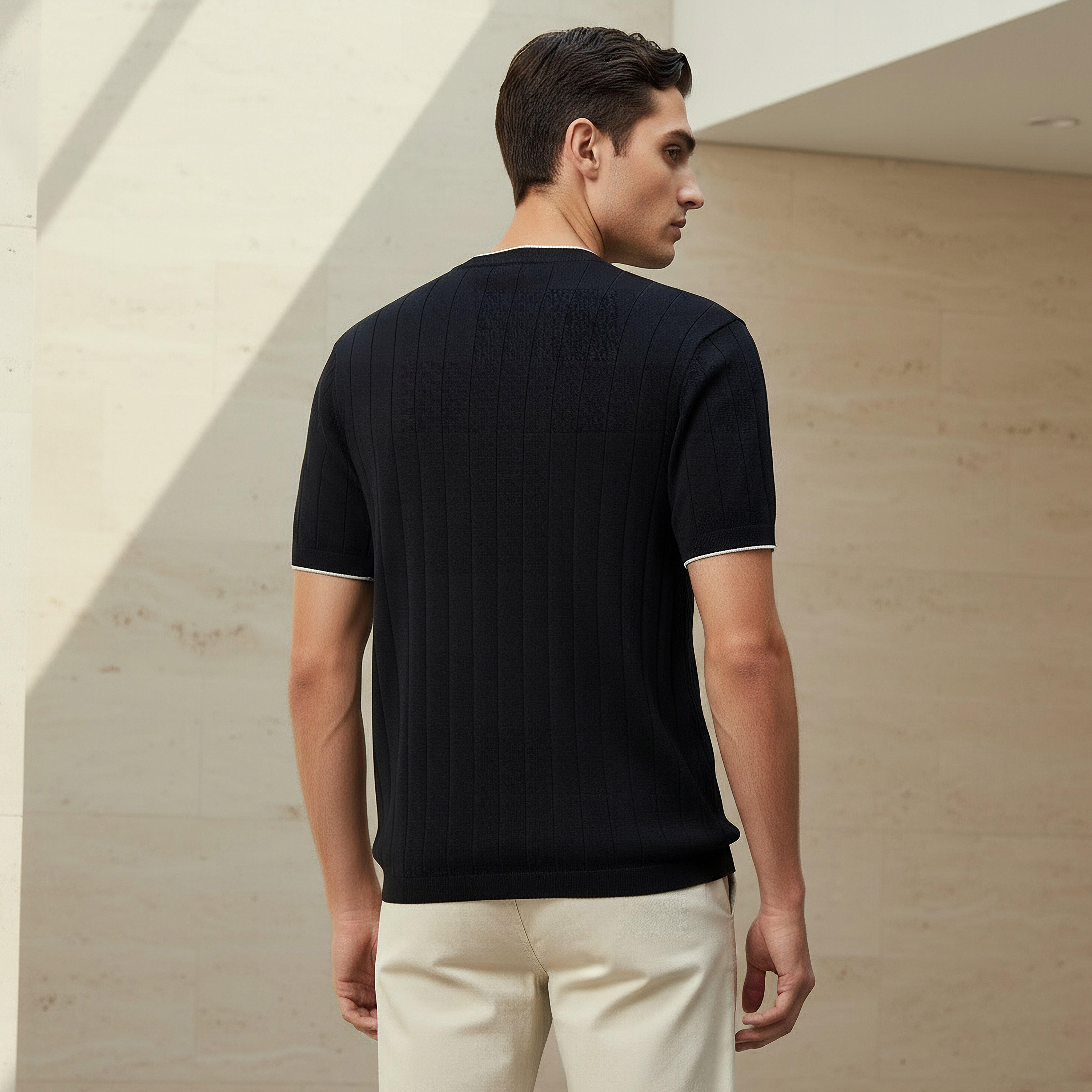 Men Regular Fit Crew Neck Short Sleeve Textured T-shirt-men-clothing-tshirtsandpolos-tshirts-image-3
