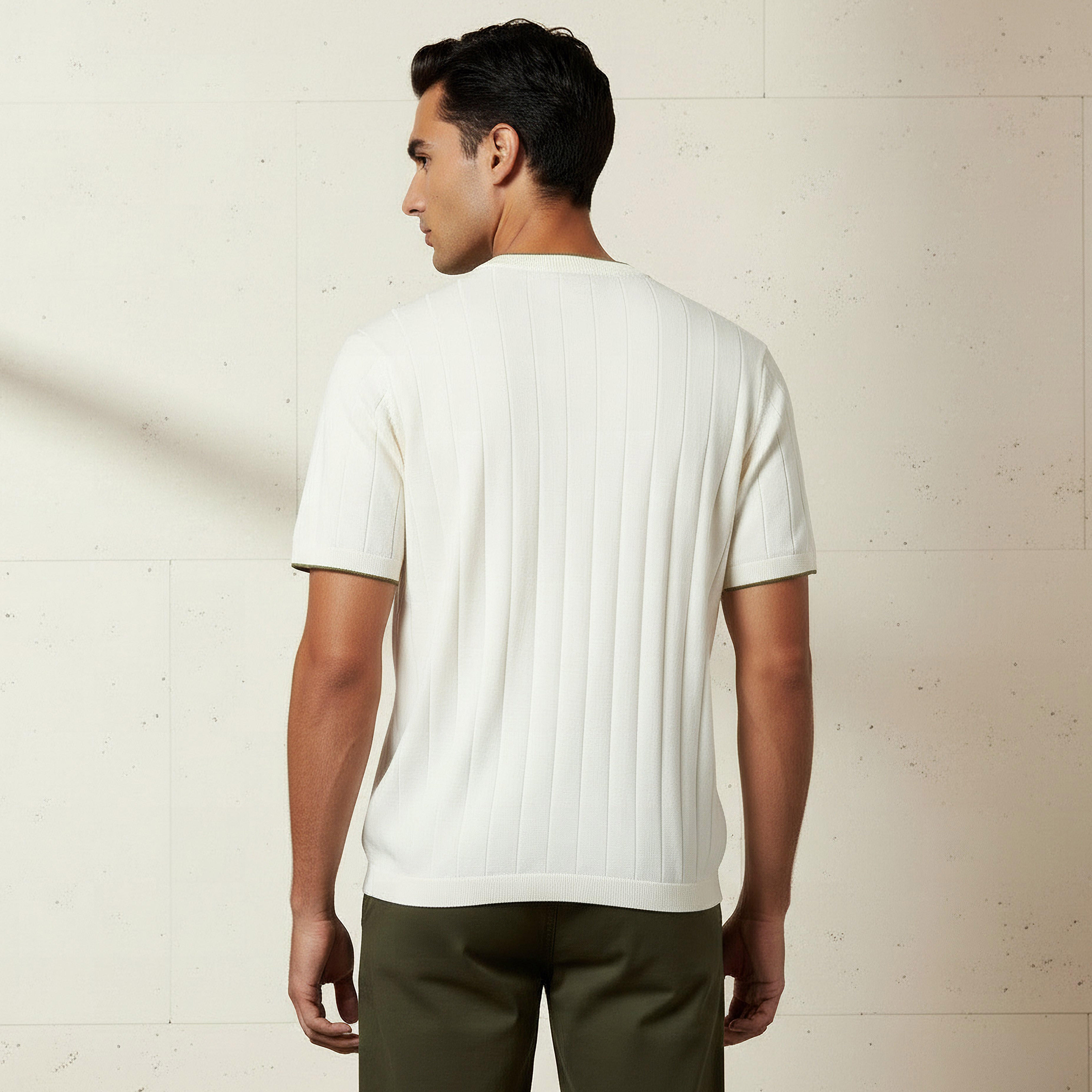 تيشيرت بارز الملمس بقصّة عادية وياقة مستديرة وأكمام قصيرة للرجال-men-clothing-tshirtsandpolos-tshirts-image-2