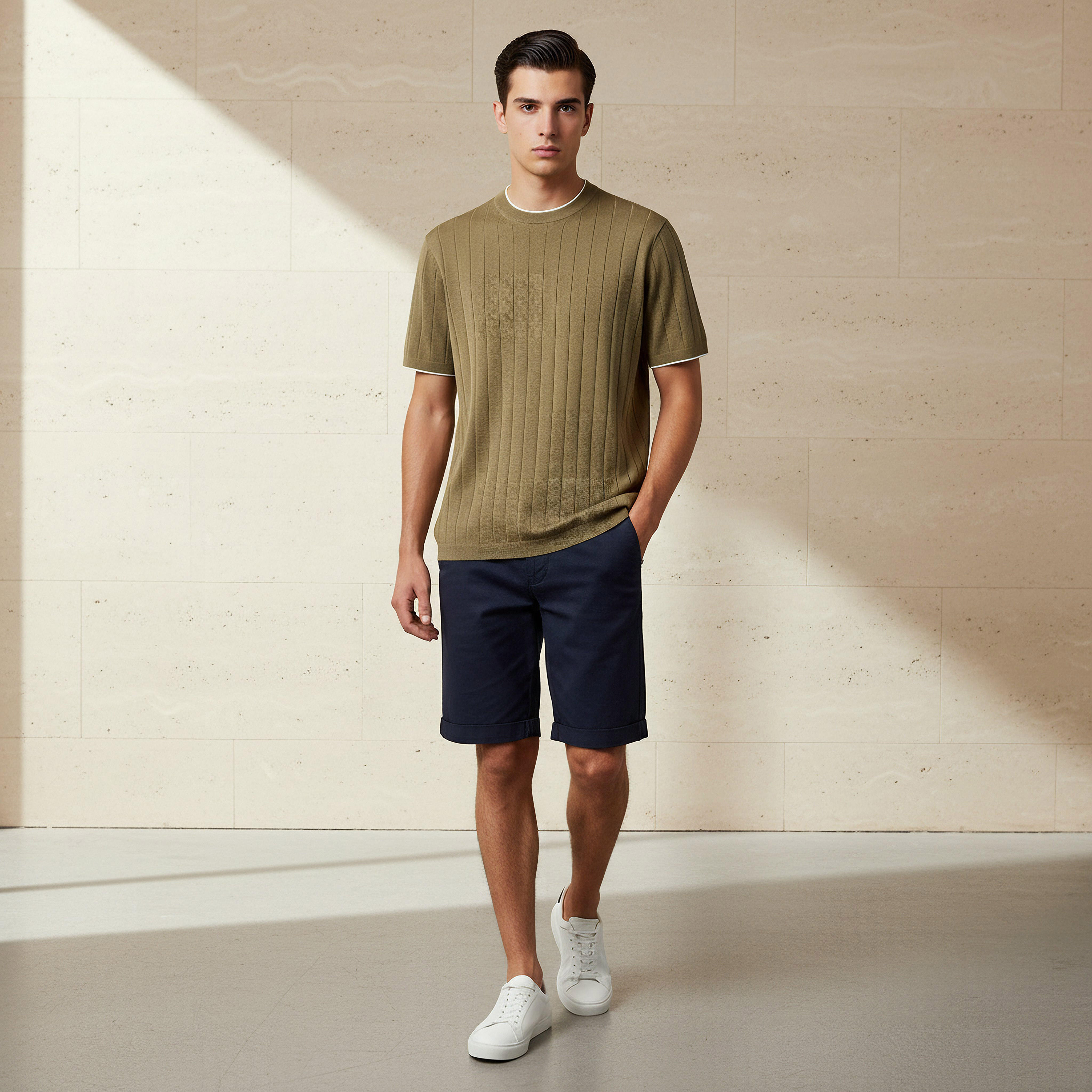 Men Regular Fit Crew Neck Short Sleeve Textured T-shirt-men-clothing-tshirtsandpolos-tshirts-image-2