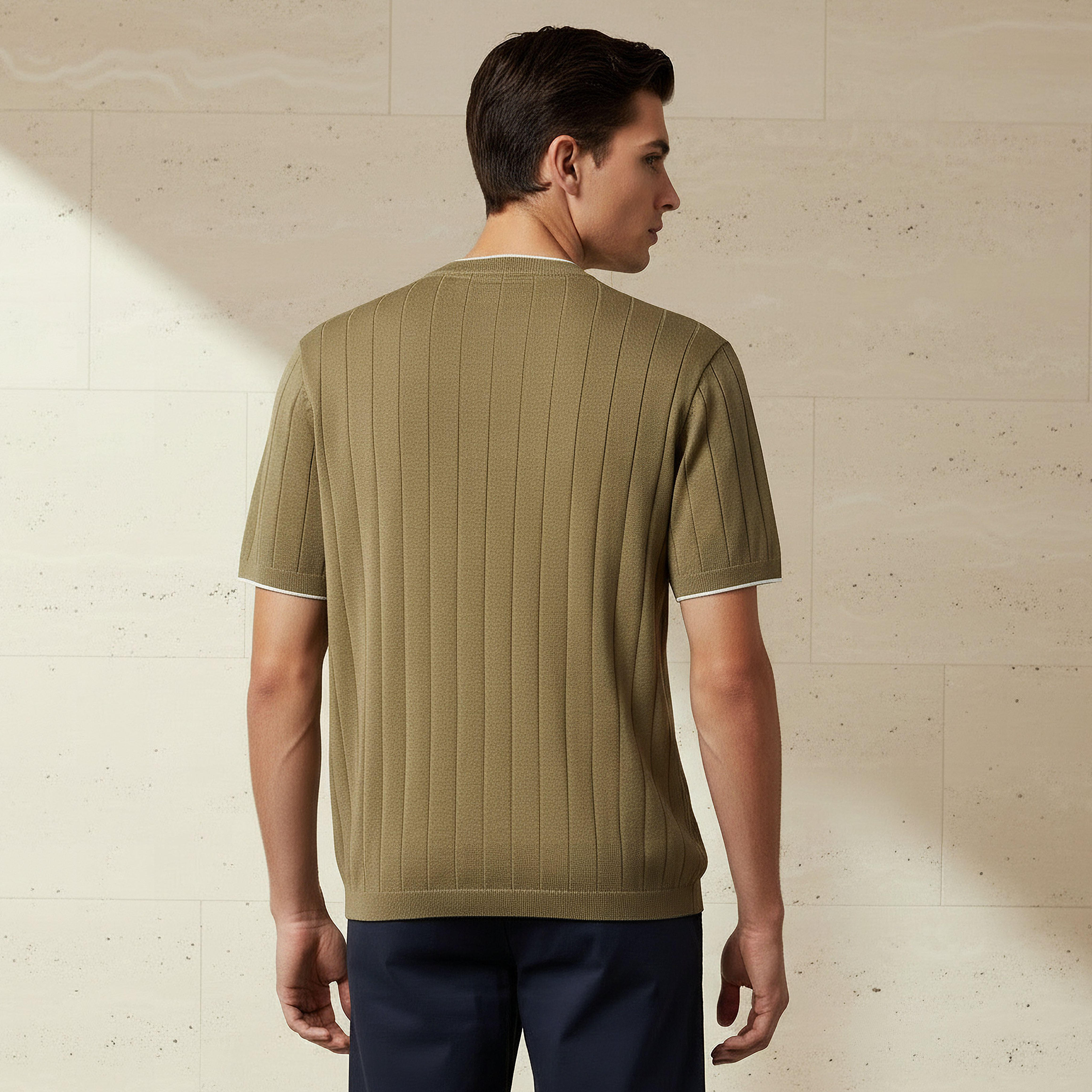 Men Regular Fit Crew Neck Short Sleeve Textured T-shirt-men-clothing-tshirtsandpolos-tshirts-image-3