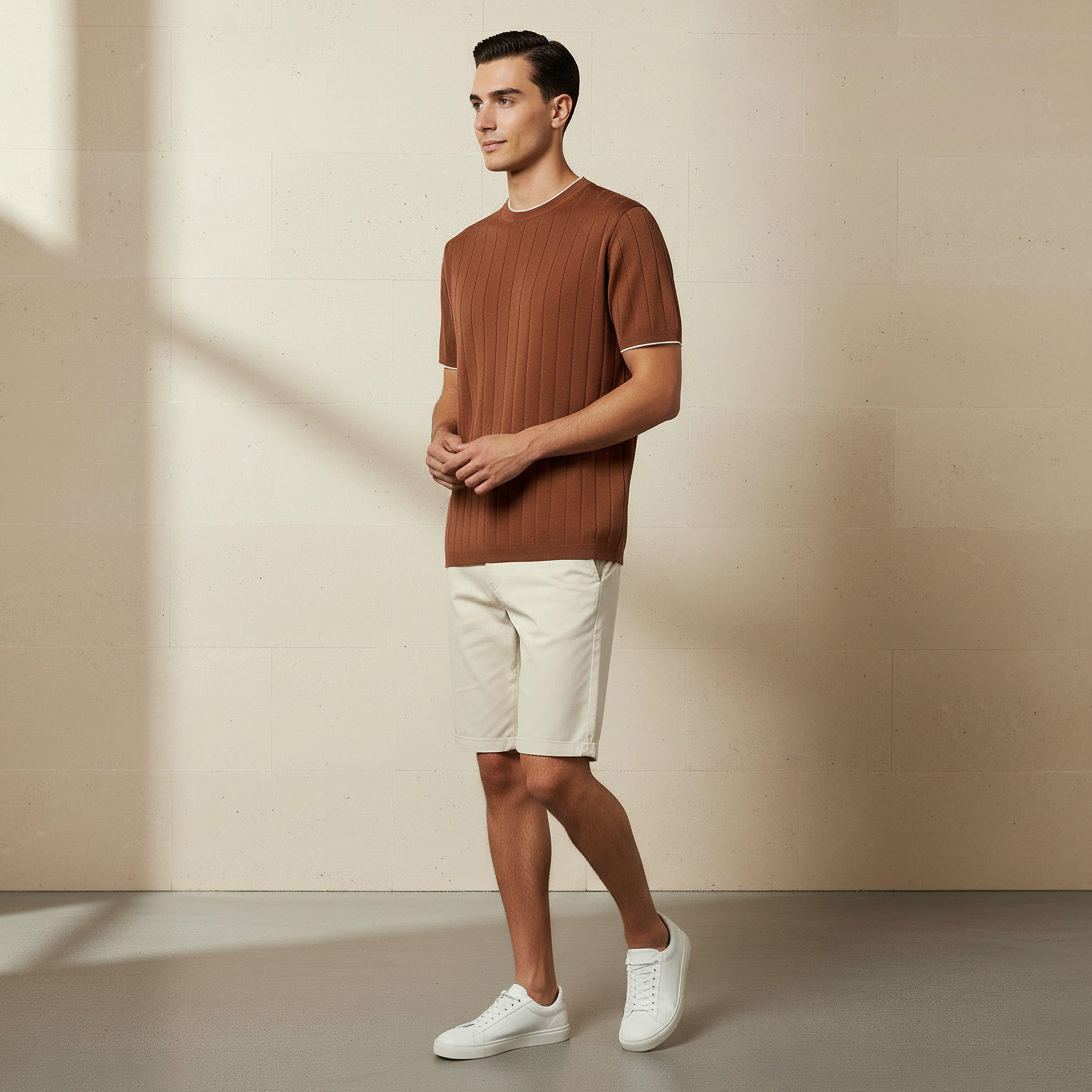 Men Regular Fit Crew Neck Short Sleeve Textured T-shirt-men-clothing-tshirtsandpolos-tshirts-image-2