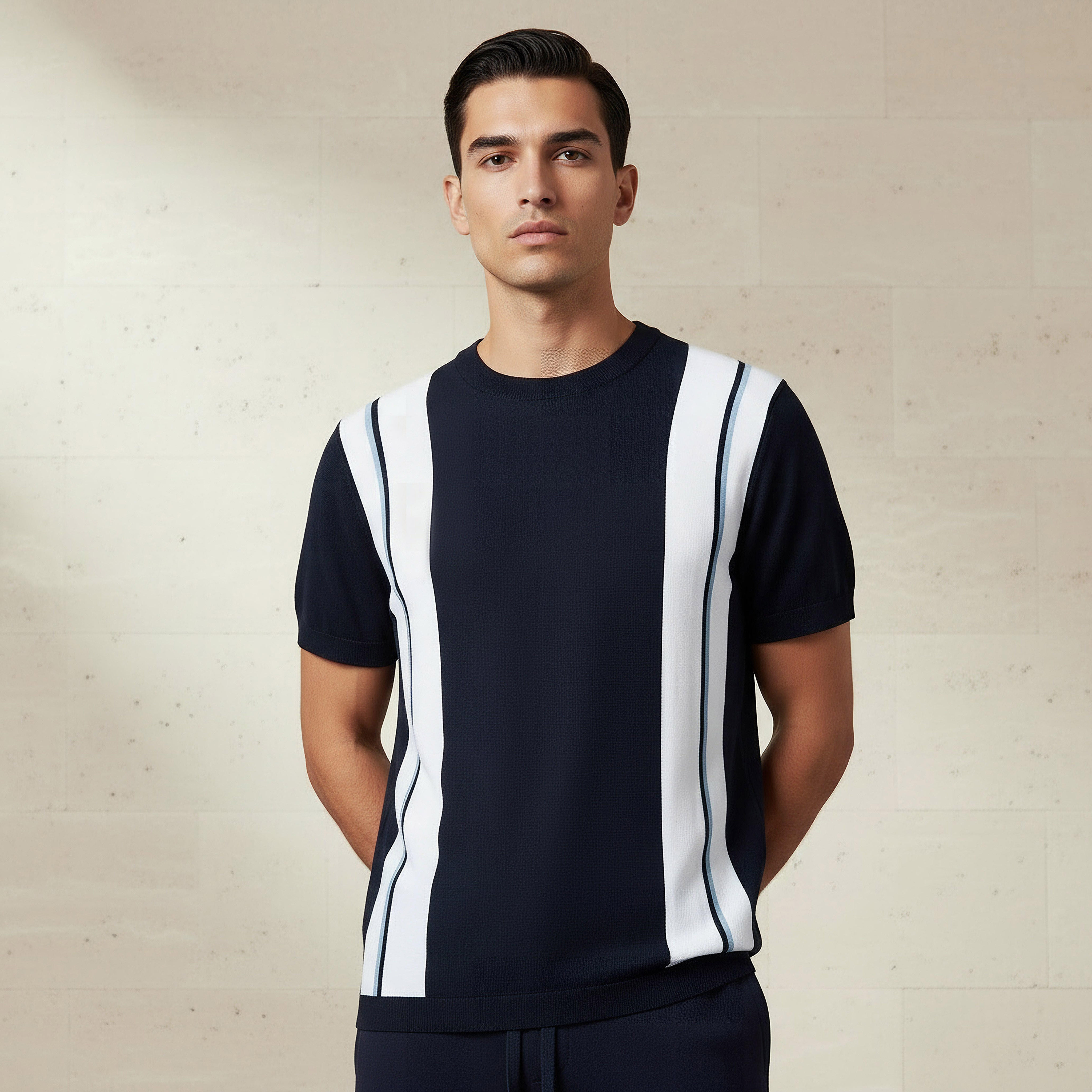 Men Regular Fit Crew Neck Short Sleeves Striped T-shirt-men-clothing-tshirtsandpolos-tshirts-image-1