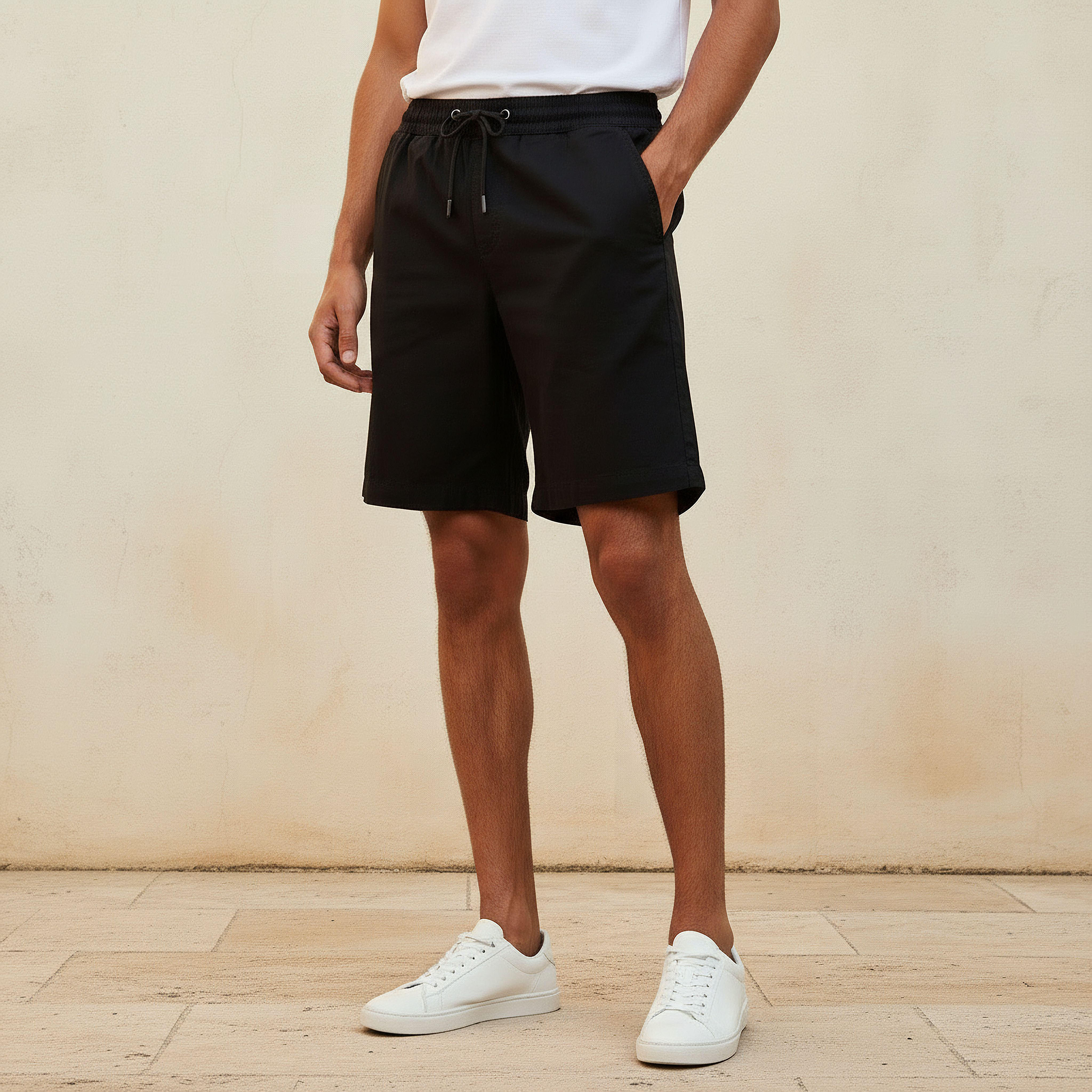 شورت برمودا قطن بقصة عادية للرجال-men-clothing-bottoms-shorts-image-1