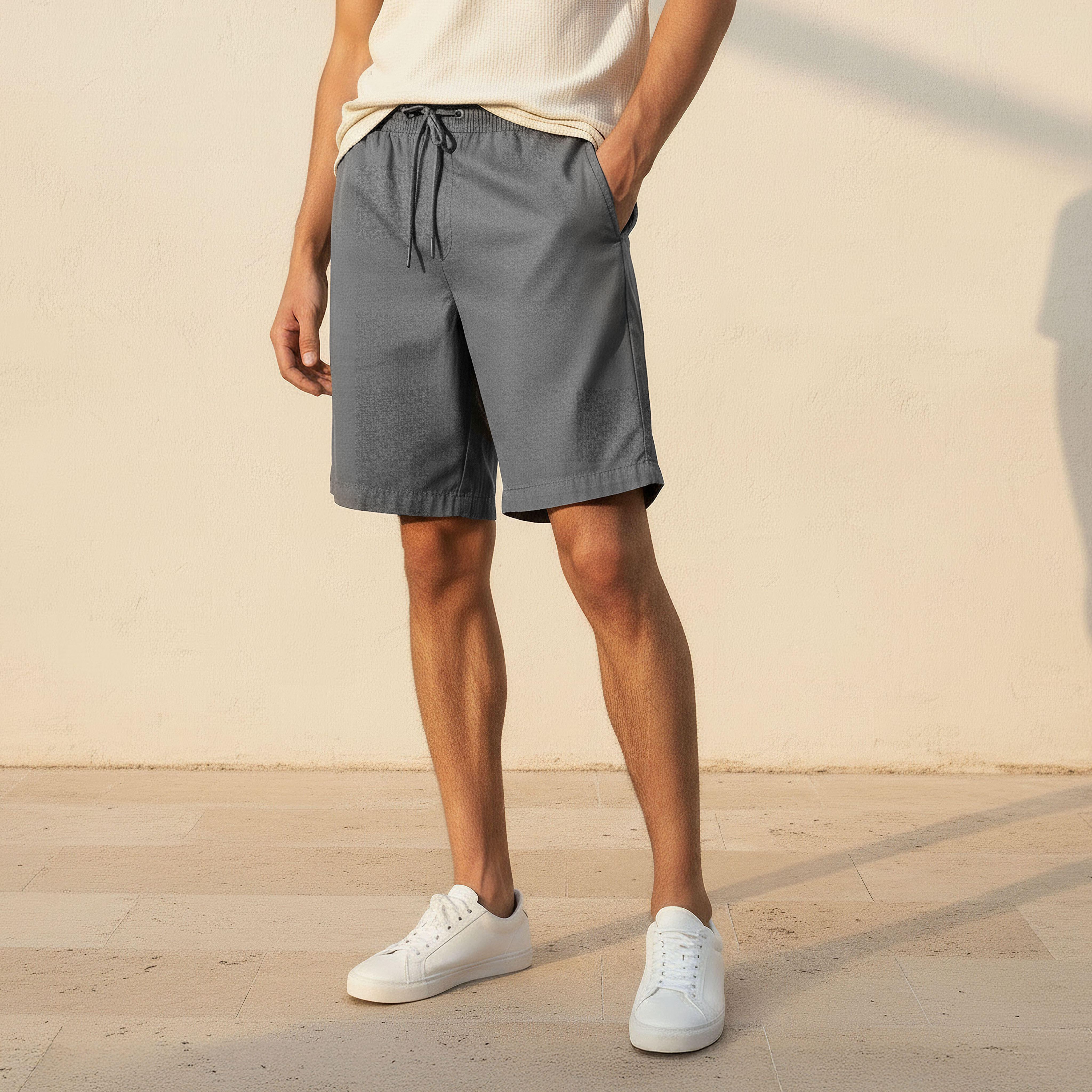 شورت برمودا قطن بقصة عادية للرجال-men-clothing-bottoms-shorts-image-1