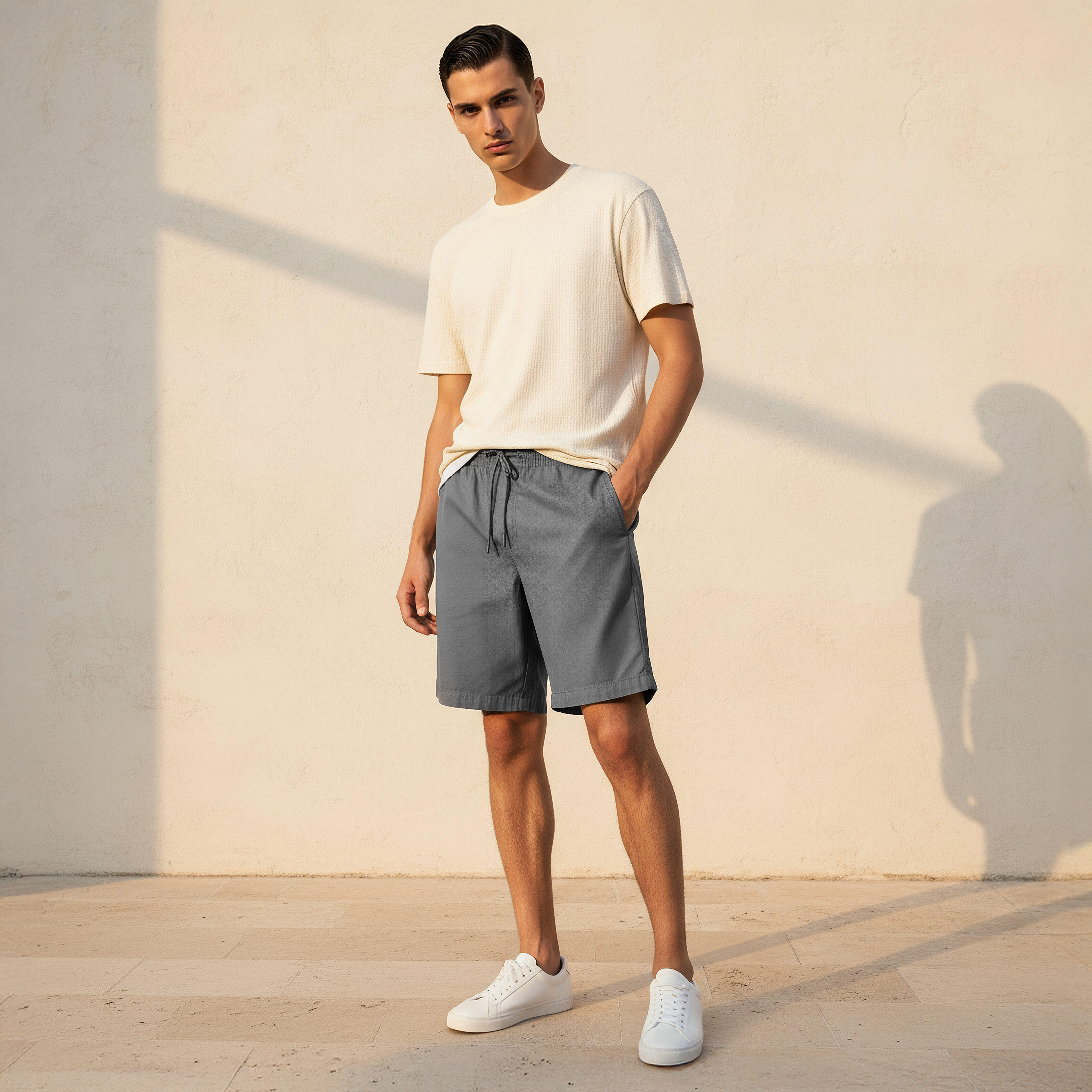 شورت برمودا قطن بقصة عادية للرجال-men-clothing-bottoms-shorts-image-2