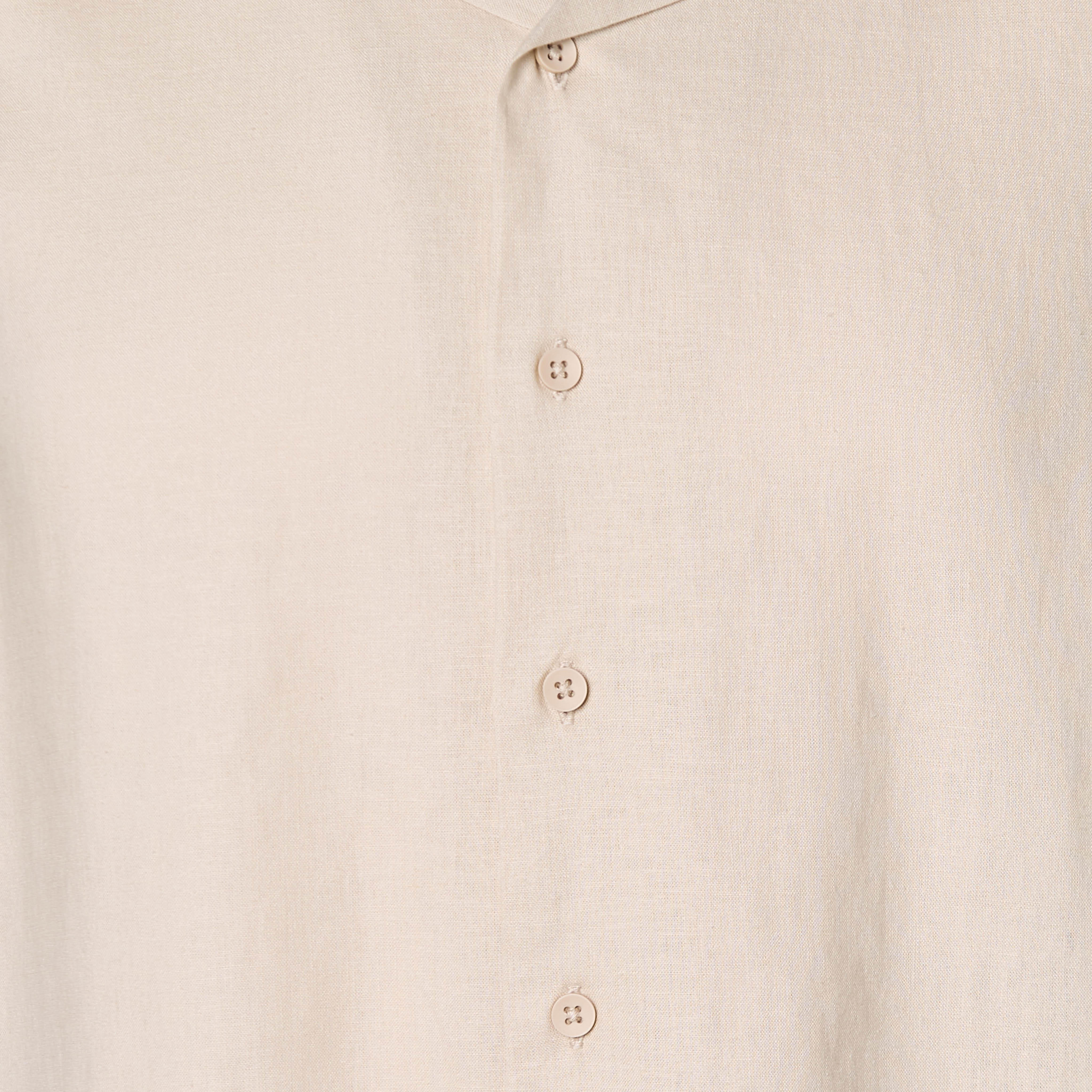 Men Regular Fit Camp Collar Short Sleeve Linen Blend Shirt-men-clothing-shirts-image-4