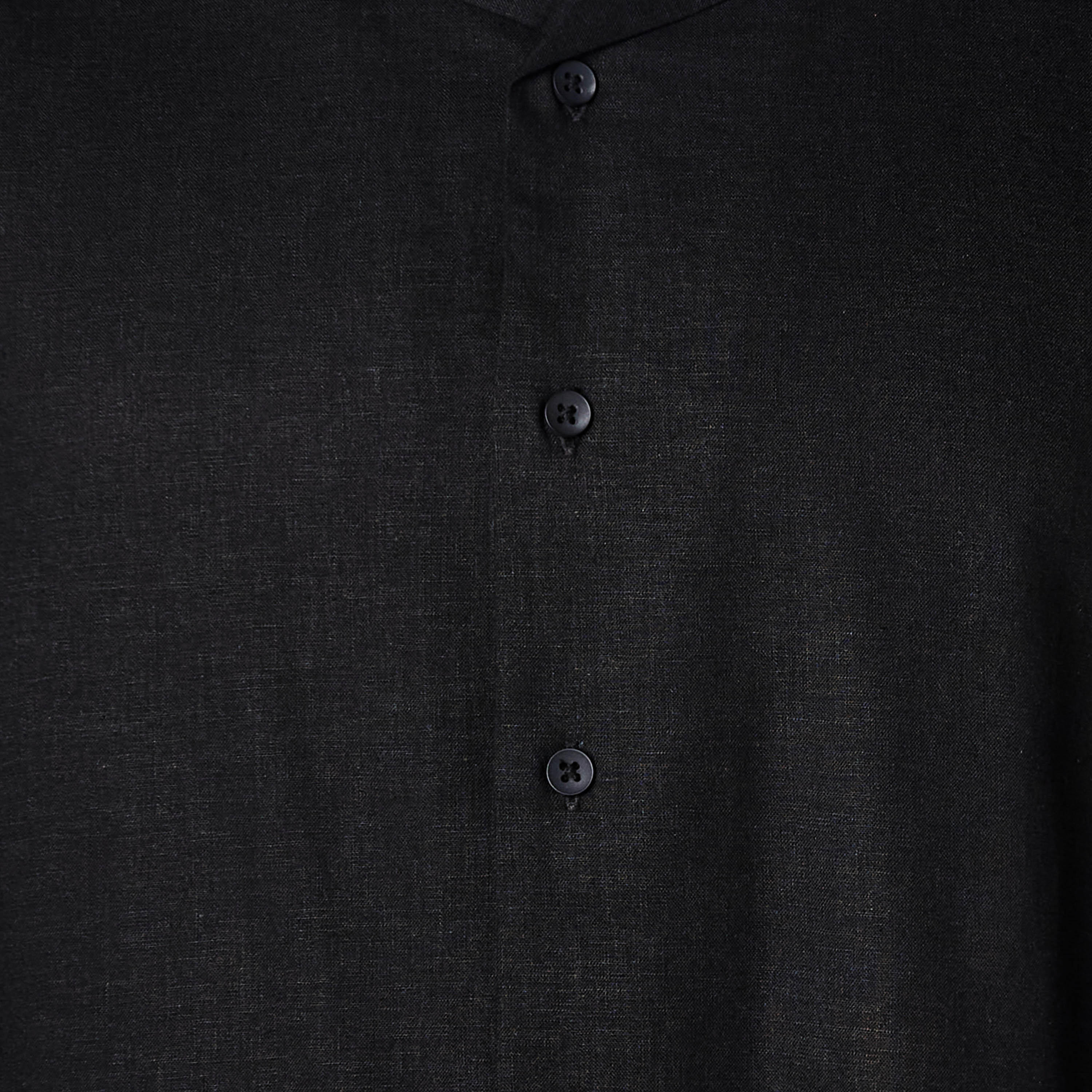 Men Regular Fit Camp Collar Short Sleeve Linen Blend Shirt-men-clothing-shirts-image-4