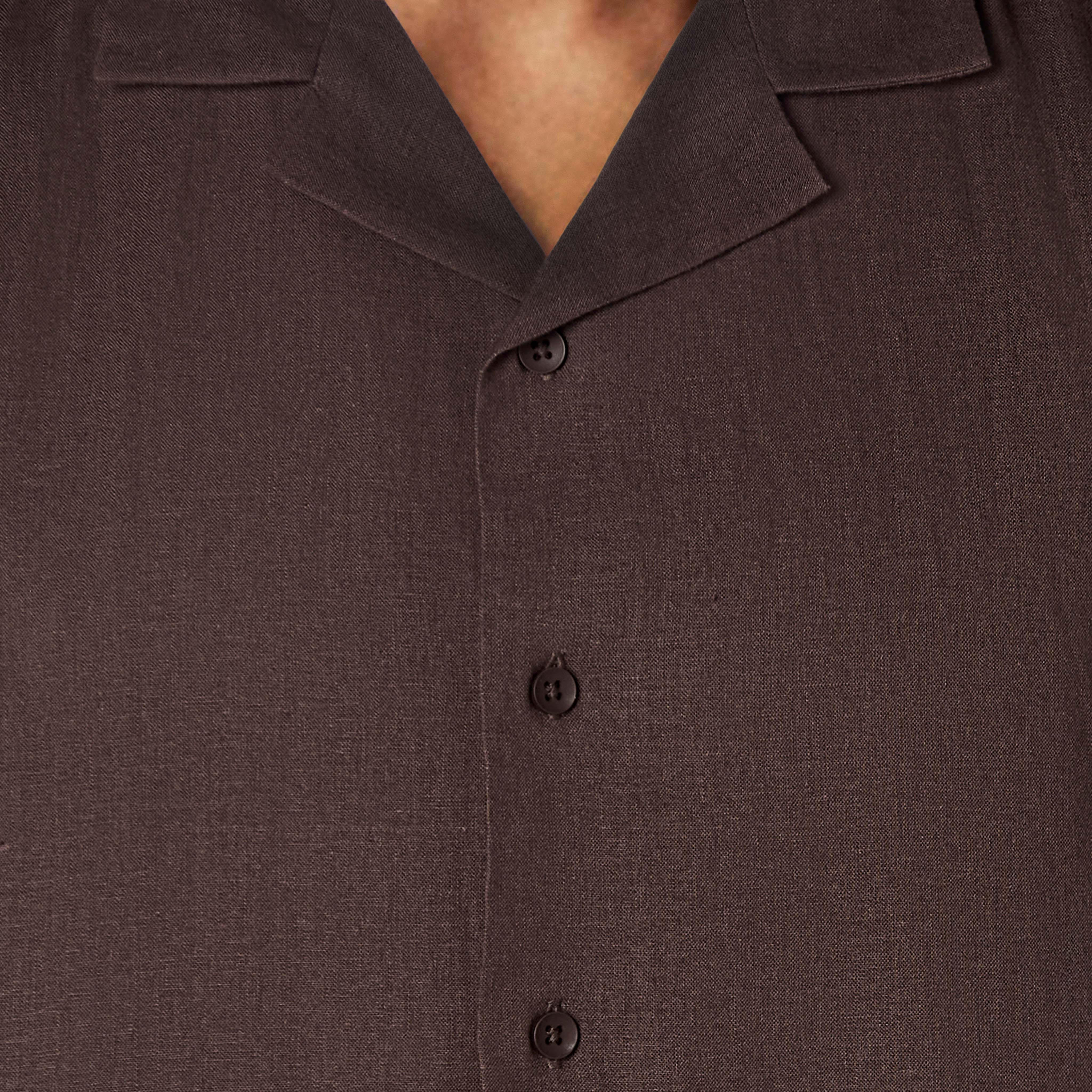 Men Regular Fit Camp Collar Short Sleeve Linen Blend Shirt-men-clothing-shirts-image-4